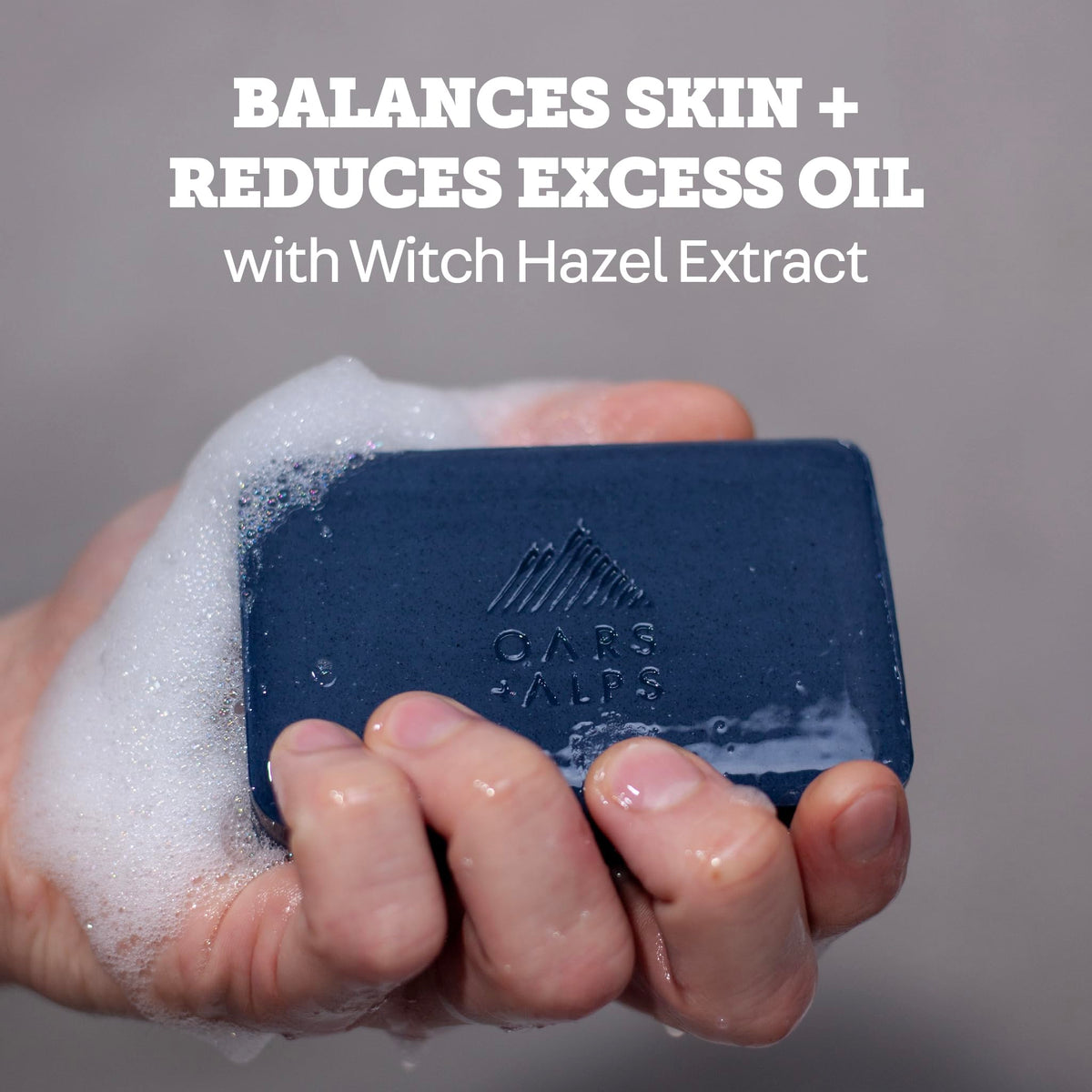 Light Slate Gray Oars + Alps Exfoliating & Moisturizing Mens Bar Soap, Blue Charcoal, 1pk