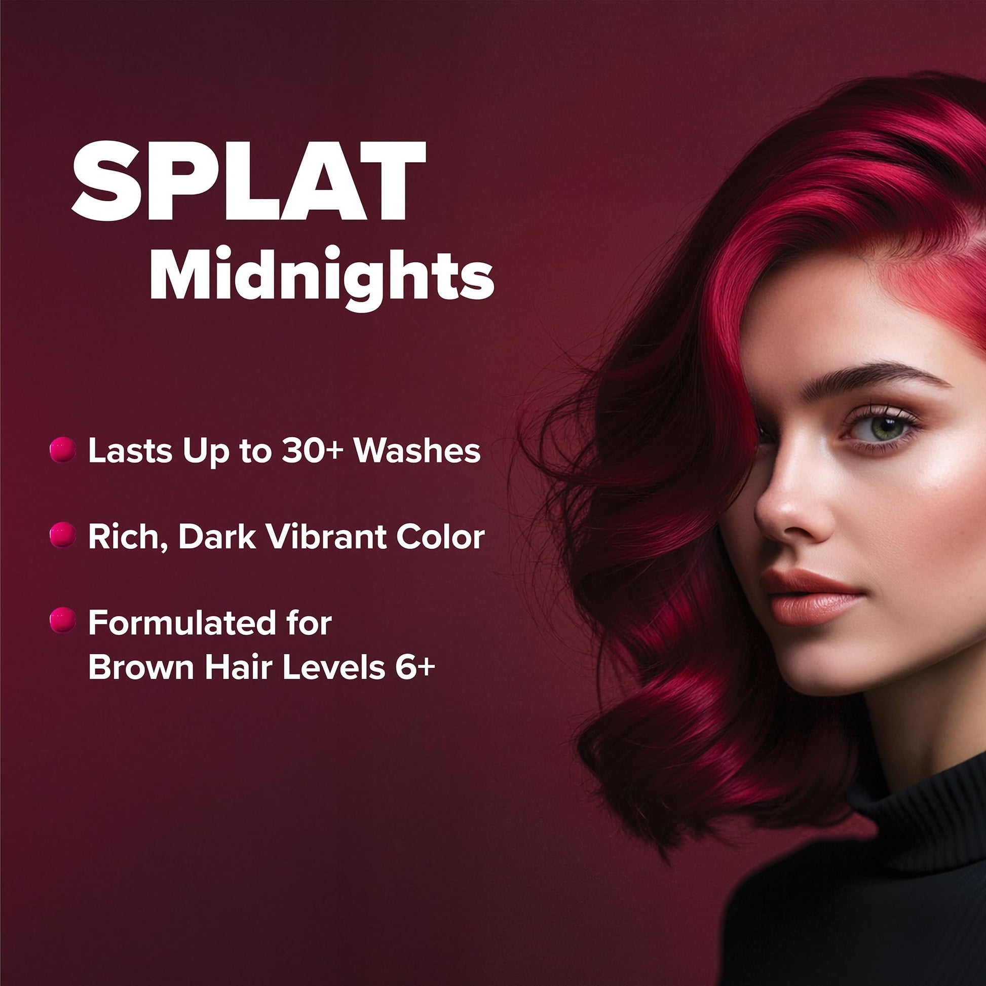 Dark Slate Gray Splat Vegan and Cruelty-Free Semi-Permanent Hair Color Dye (6 Fl Oz, MIDNIGHT RUBY)