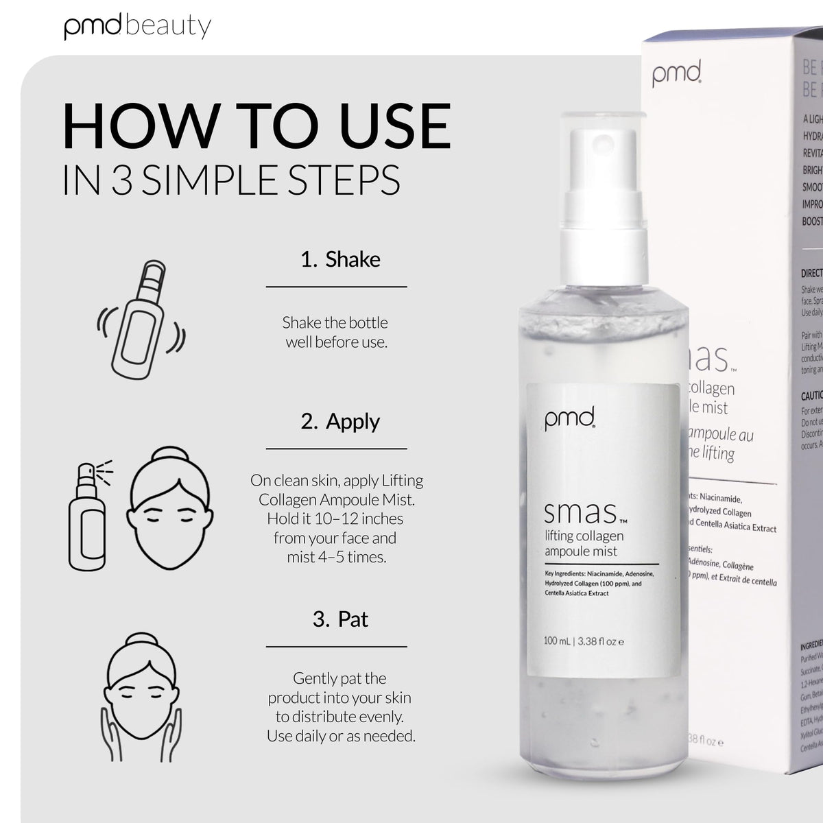 Lavender PMD Beauty SMAS Lifting Collagen Ampoule Mist, 3.38 fl oz