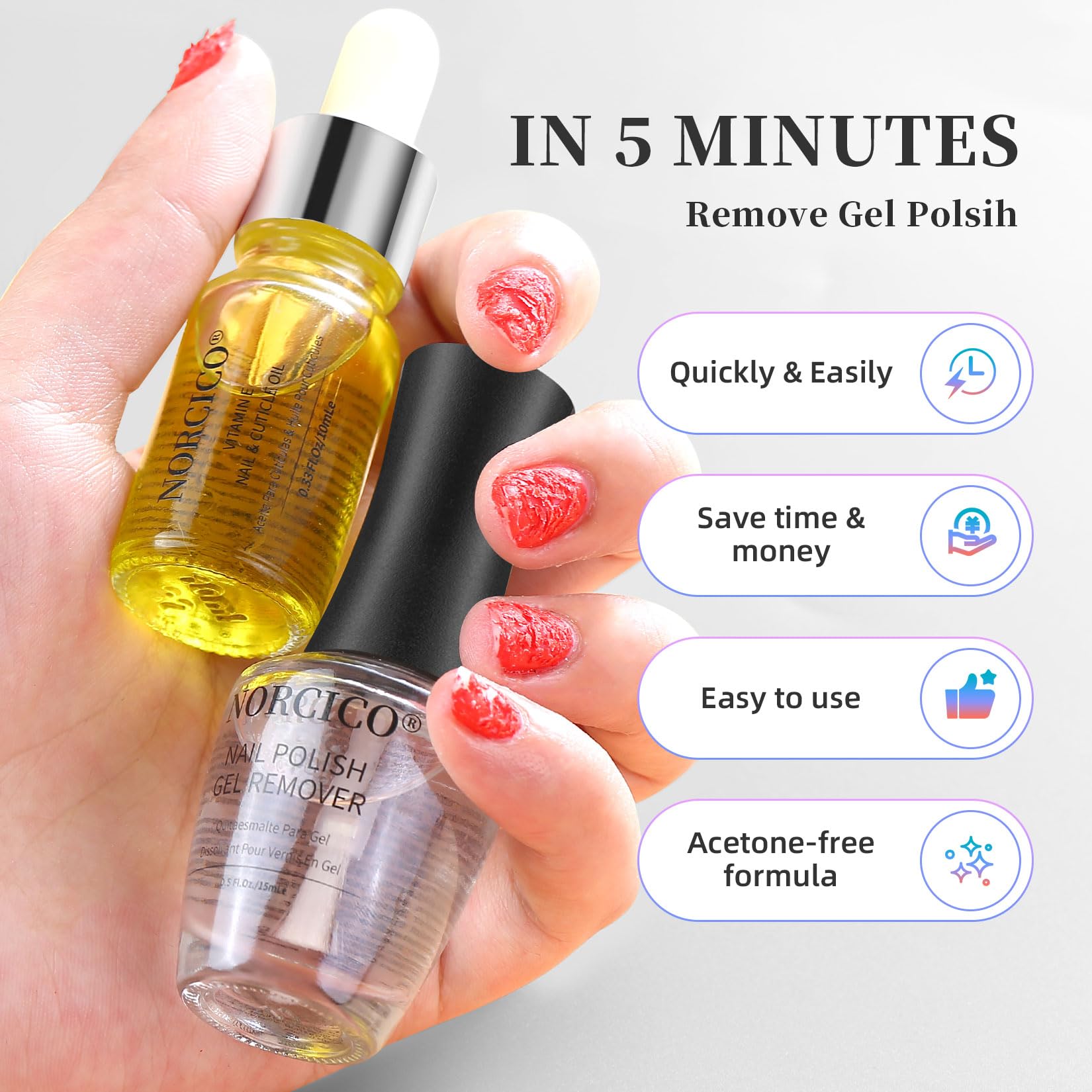 White Smoke Gel Polish Remover, Cuticle Oil for Nails (10ml) & Pro-Tools, Fast-Acting Gel Nail Remover (15ml) Works in 2-5 Mins, No Soak for Salon-Quality At-Home Manicure, Gentle Formula with Moisturizing Care