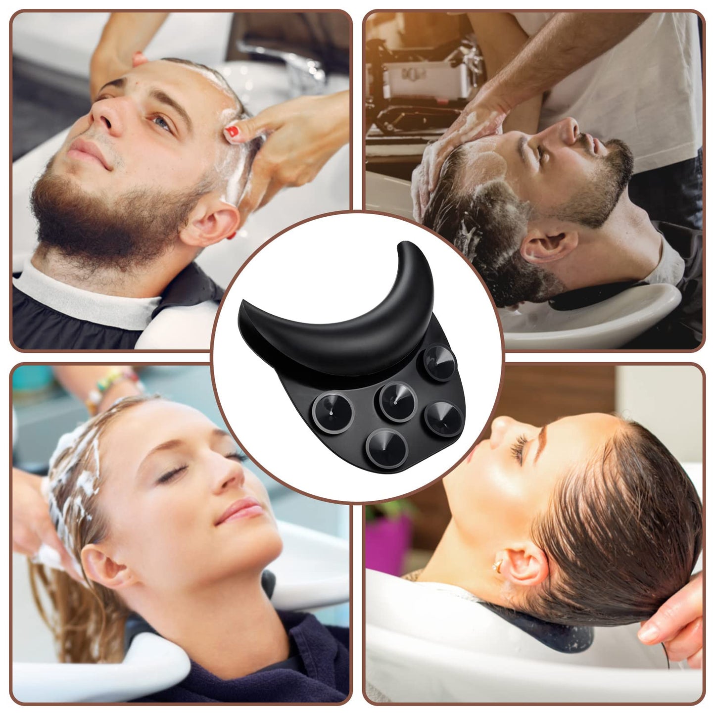 White Smoke Noverlife Salon Neck Rest Cushion with Suction Cup, Non-Slip Soft Silicon Shampoo Bowl Neck Rest, Portable Hair Salon Shampoo Sink Gel Neck Pad, Hair Washing Sink Neck Support for Home Salon Basin