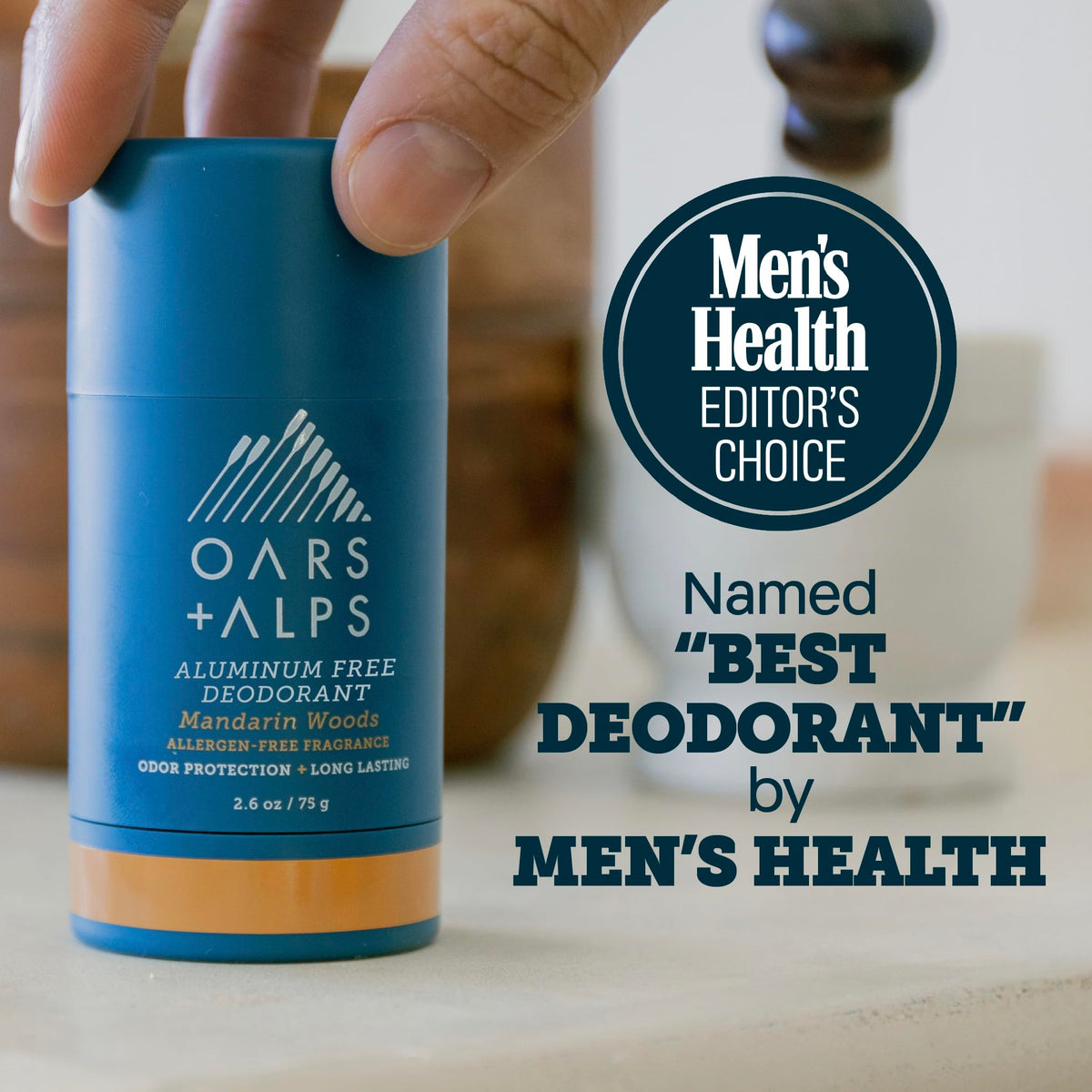 Gray Oars + Alps Aluminum Free Men's Deodorant, Clear + No Residue, 1pk, 2.6oz