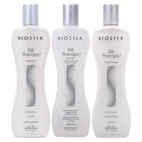 Light Gray BioSilk 3-Piece Silk Therapy Kit, Shampoo, Conditioner & Serum for Healthy, Shiny, Manageable Hair, Sulfate-Free, Paraben-Free, Cruelty-Free, 12 Oz Haircare Set