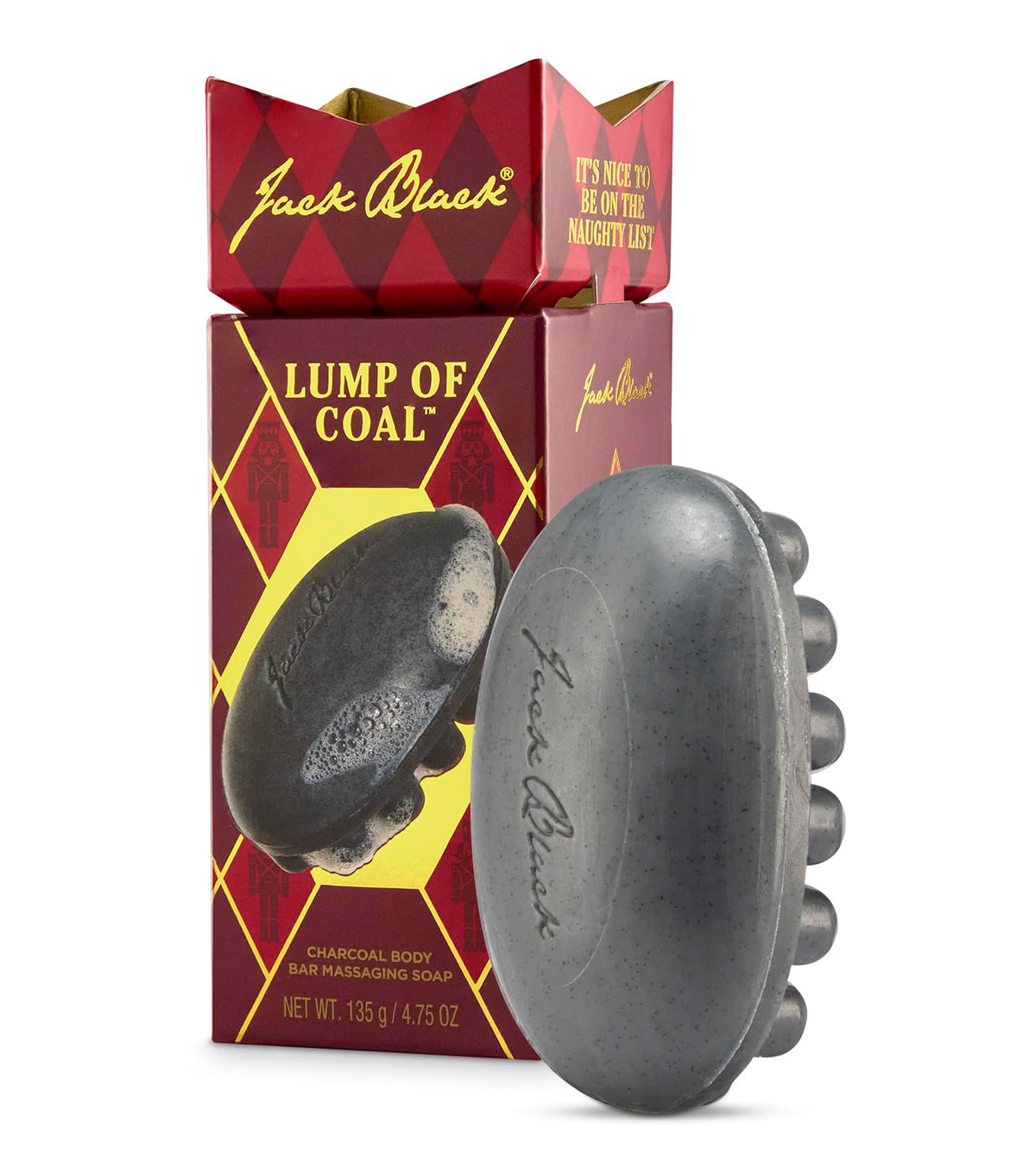 White Smoke Jack Black Holiday Lump of Coal - Charcoal Body Bar Messaging Soap - Multitasking Body Bar, Jojoba and Seaweed Extract, Exfoliates Skin, Relieves Muscle Tension, Softer Skin, Deodorizes (Gift Set)