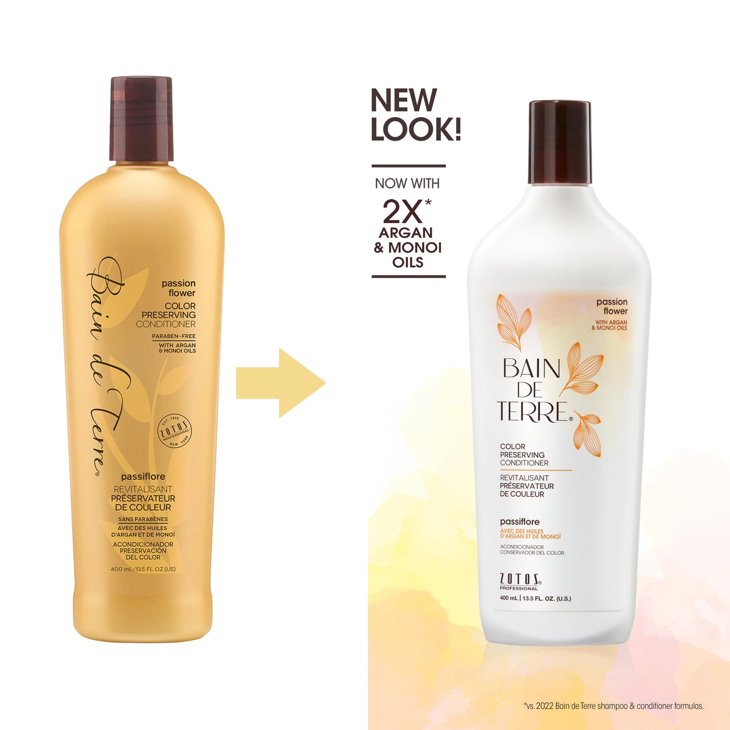 White Smoke Bain de Terre Passion Flower Color Preserving Conditioner, Luxurious Hydration for Vibrant Color & Protection from Fading, with Argan & Monoi Oils, Paraben-free, Vegan, 13.5 Fl Oz