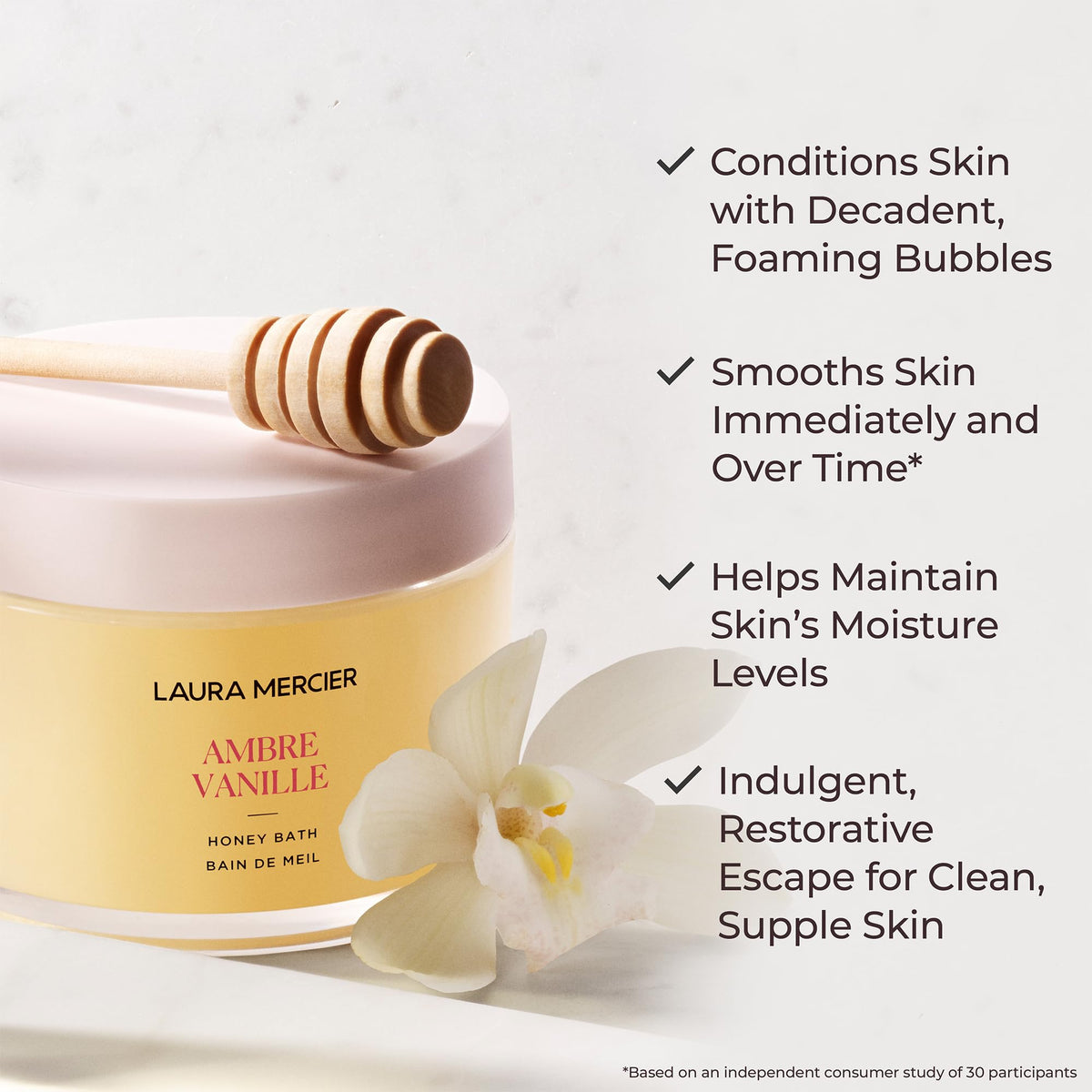Lavender Laura Mercier Delicious & Decadent Ambre Vanille Collection, Serum Body Cream with 48HR Hydration, Hydrating Body Wash to Soften and Smooth Skin, Honey Bath Gel, Foaming Bubble Bath, Holiday Gift Set