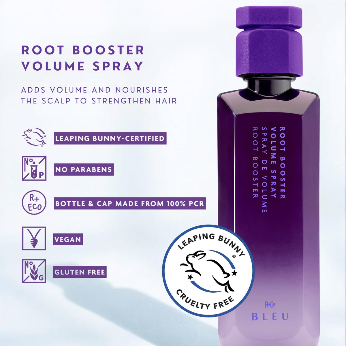 White Smoke R+Co BLEU Root Booster Volume Spray, Volumizing Thickening, Fine Thin Hair