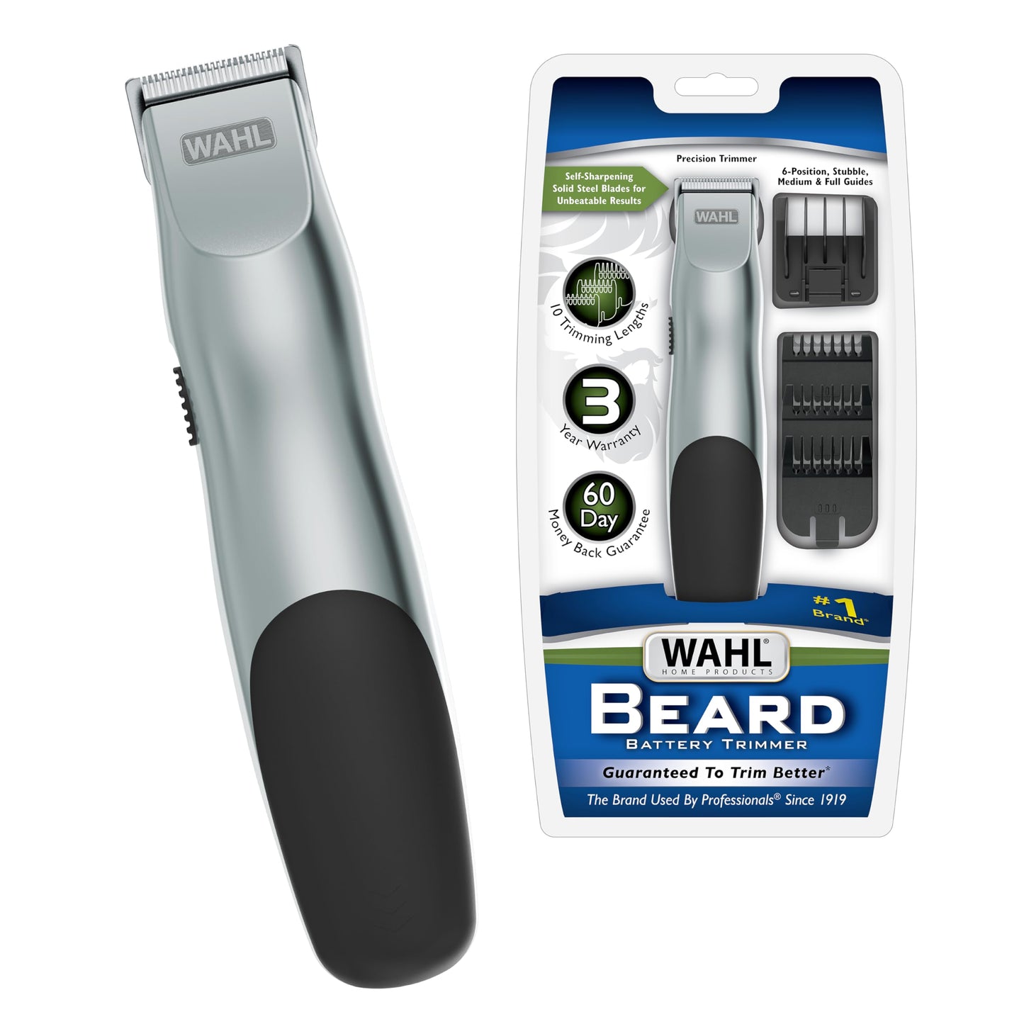 White Smoke Wahl Groomsman Battery Operated Facial Hair Trimmer for Beard & Mustache Trimming Including Light Detailing and Body Grooming