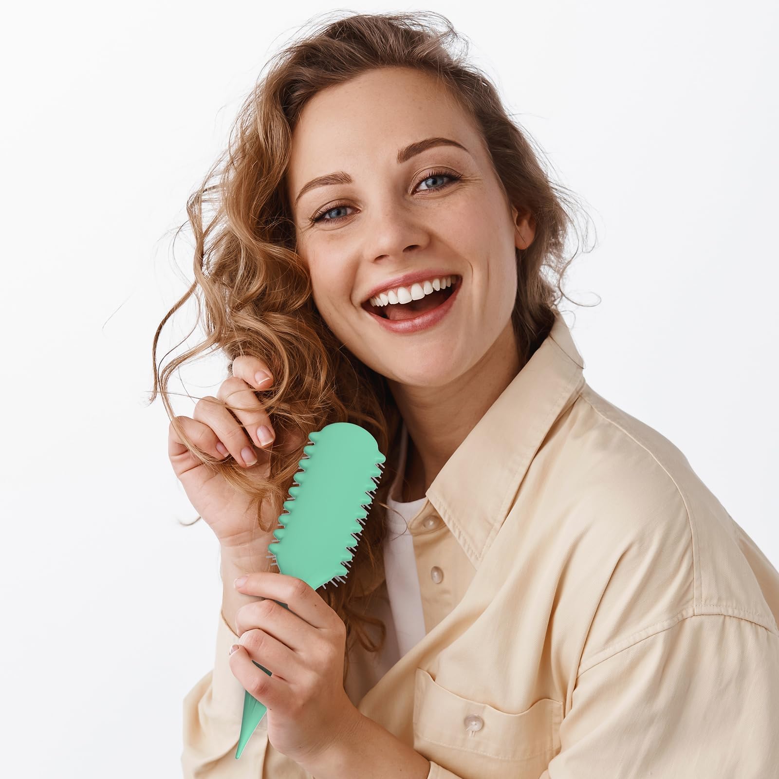 White Smoke AM8:00 Curl Defining Brush,9Rows Premium Styling Hairbrush for Curly Hair, Enhances Curls Definition & Separation, (Green)