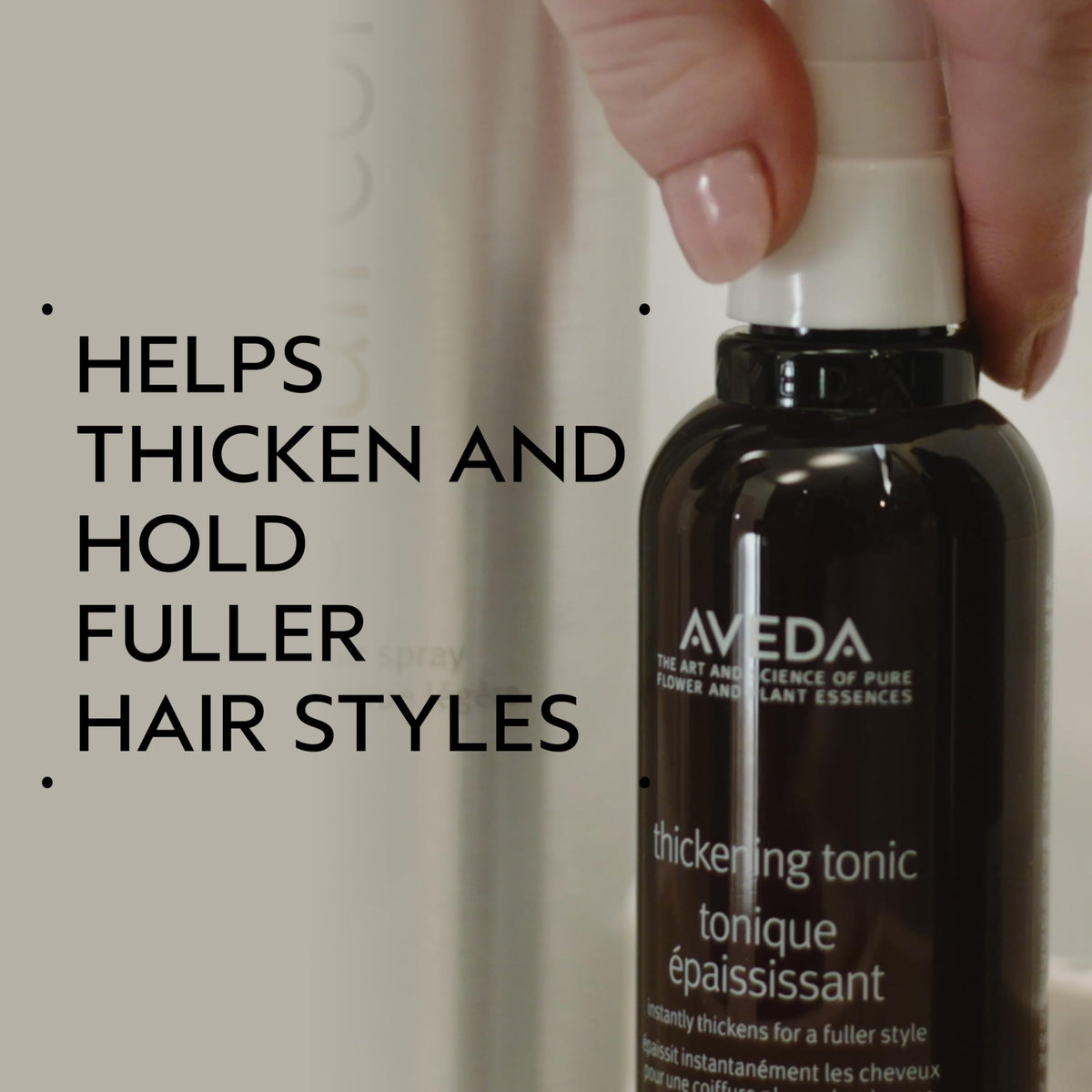 Dark Gray AVEDA Thickening Tonic Styling Spray | Instantly Thickens & Adds Volume | For Fine, Thin Hair | 96% Naturally Derived* with Organic Amla | 3.4 Fl Oz