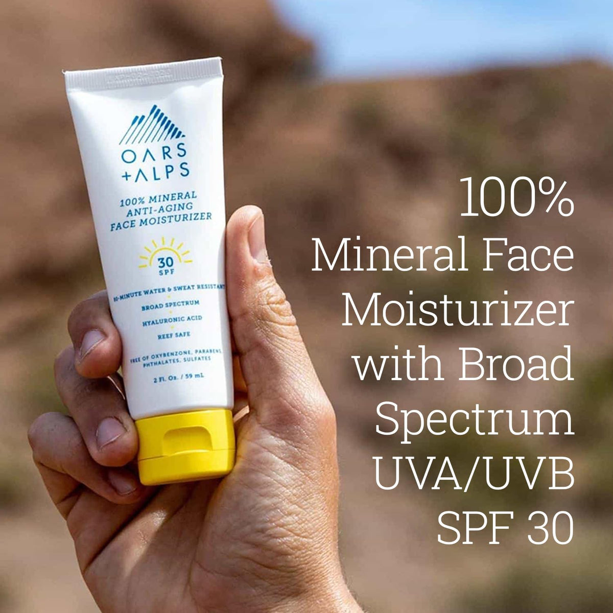 Dim Gray Oars + Alps Mineral SPF 30 Face Sunscreen Moisturizer, 1pk, 2oz