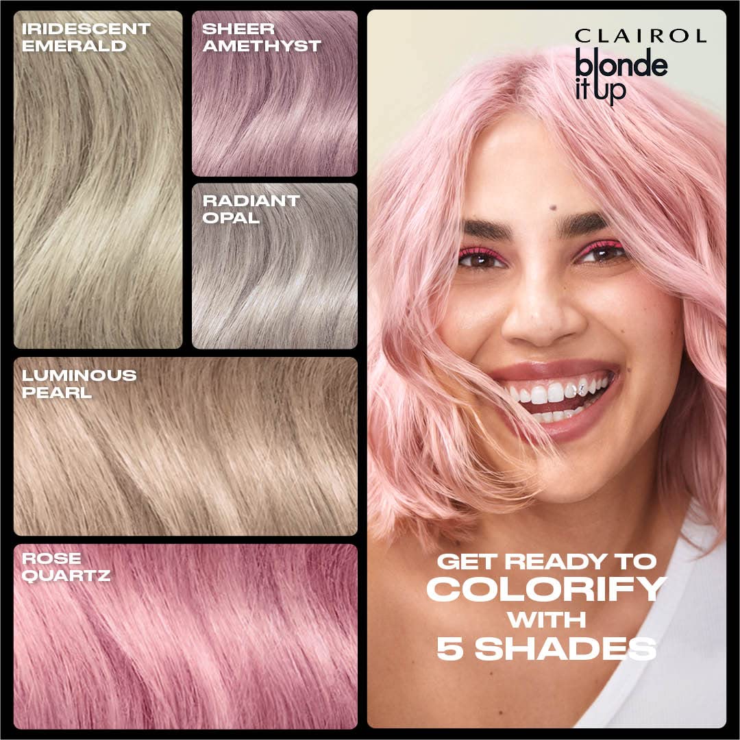 Rosy Brown Clairol Blonde It Up Crystal Glow Toners Demi-Permanent Hair Dye, Luminous Pearl Hair Color | Ammonia Free | Add Pearlescent Tones to Pre-Lightened Shades | Neutralizes Warmth | Pack of 1