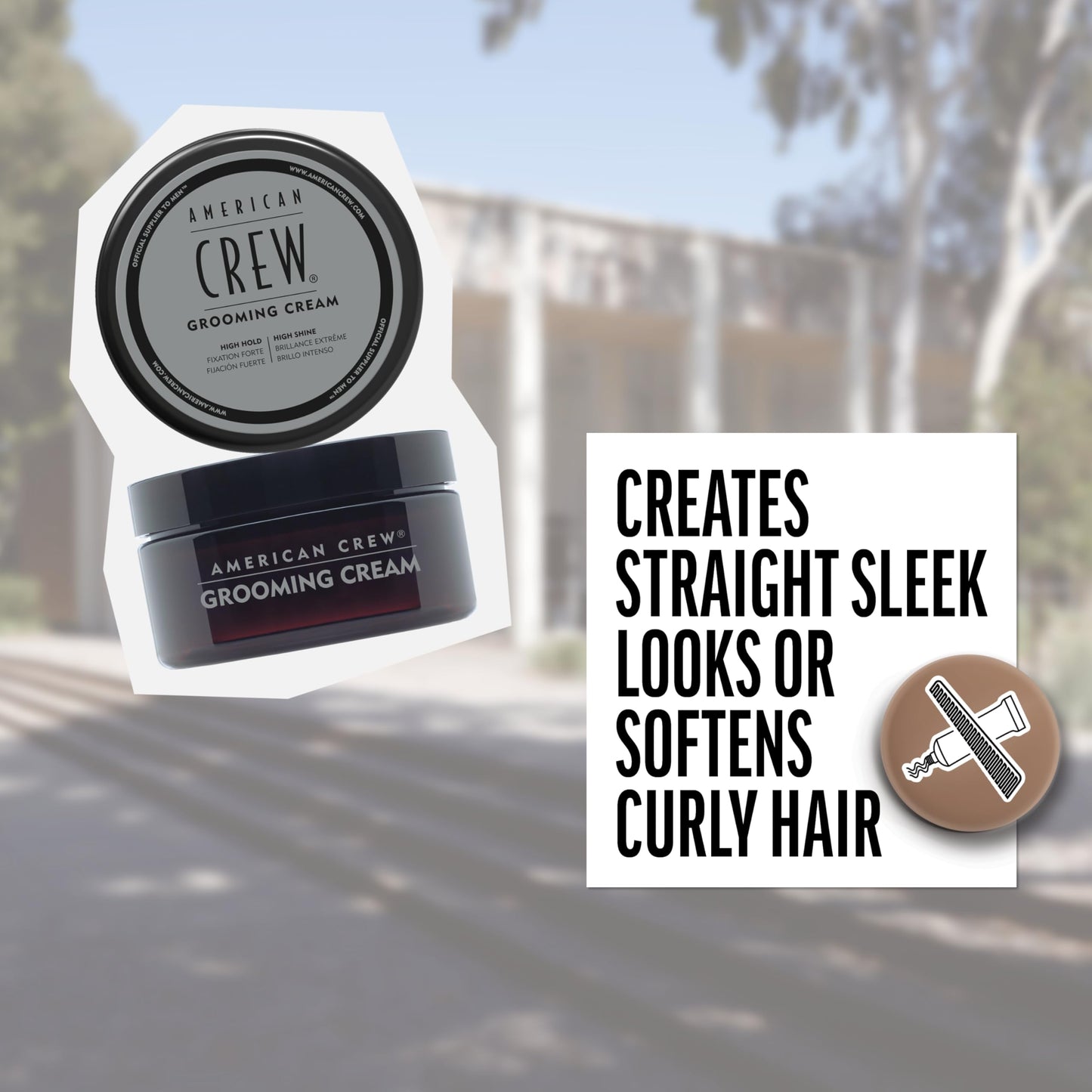 Light Slate Gray American Crew Men's Grooming Cream, Like Hair Gel with High Hold & High Shine, 3 oz
