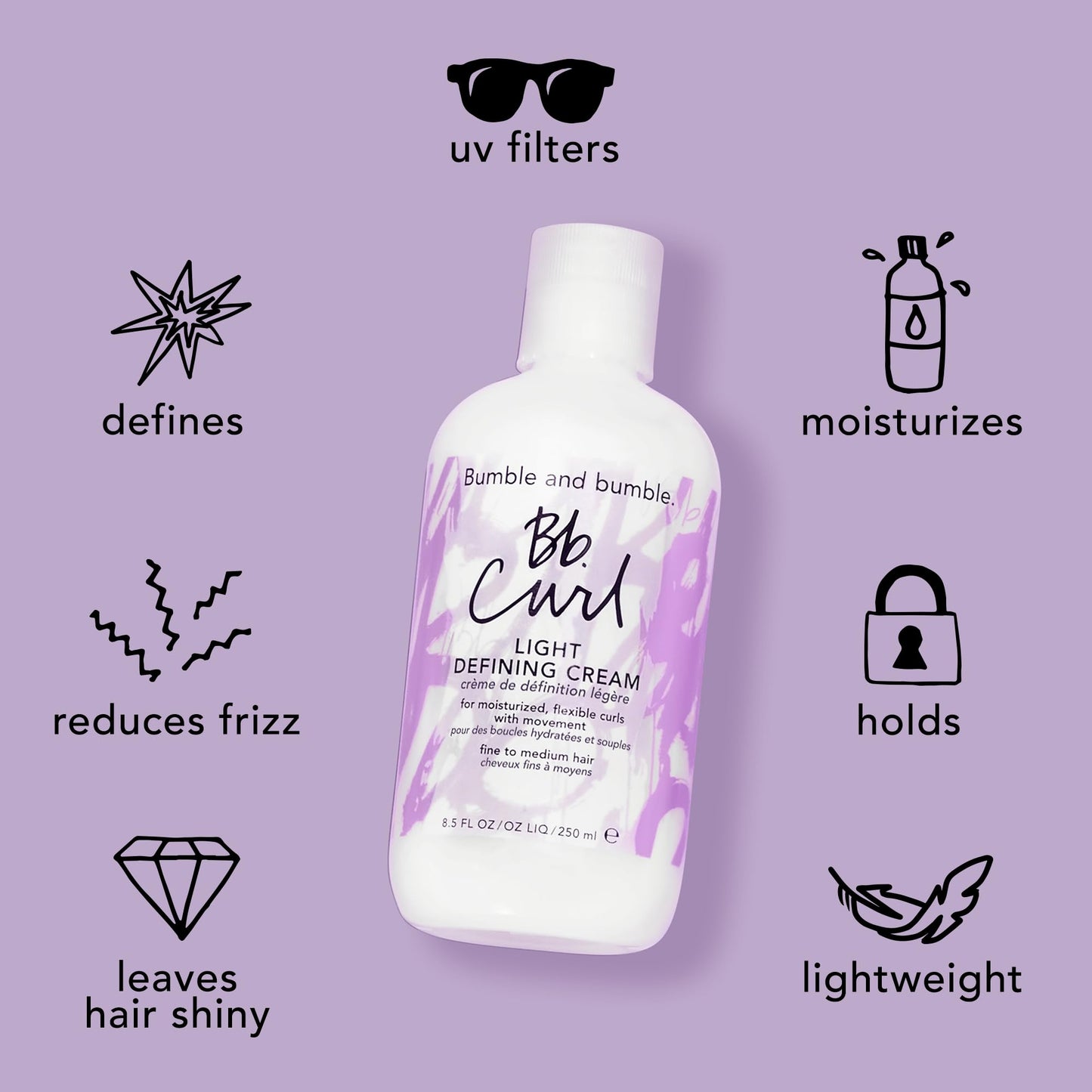 Gray Bumble and bumble. Curl Defining Styling Cream | Moisture and Definition|Fine to Medium Curly, Wavy Hair | Anti Frizz | Hold and Shine | With Jojoba Avocado+ Coconut Oils | Standard Size, 8.5 Fl Oz