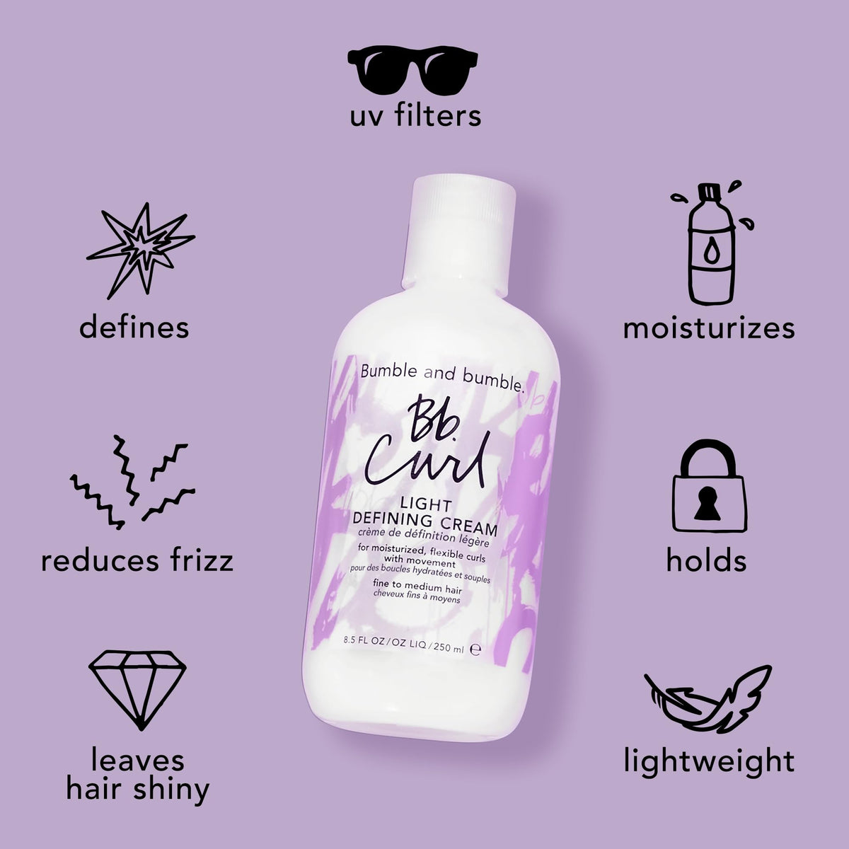 Gray Bumble and bumble. Curl Defining Styling Cream | Moisture and Definition | Fine to Medium Curly, Wavy Hair | Anti Frizz | Hold and Shine | With Jojoba Avocado + Coconut Oils