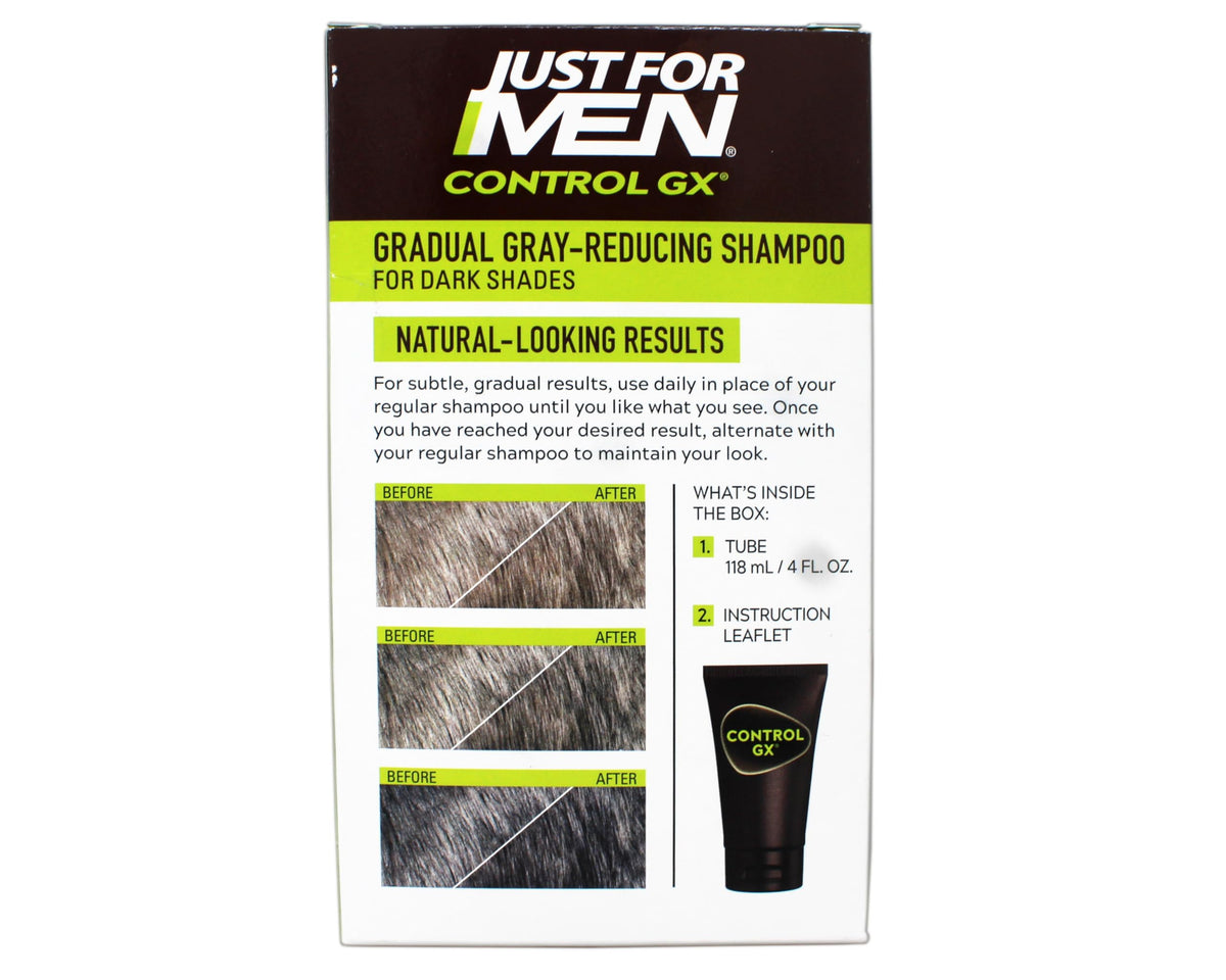 White Smoke Just for Men Control GX Grey Reducing Shampoo, Gradual Hair Color, 4 fl oz