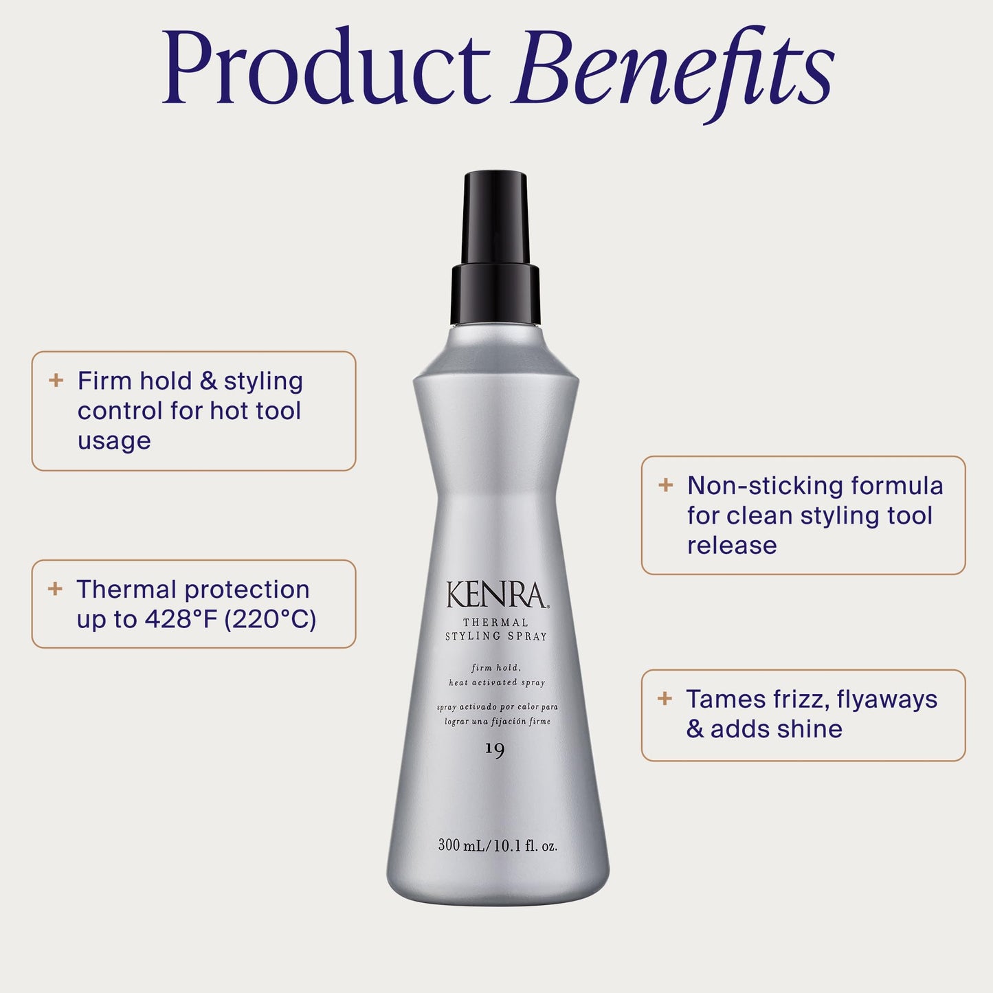 Lavender Kenra Professional Thermal Styling Spray 19 | Heat Protection | Firm Hold Heat-Activated | Tames Frizz, Flyaways & Adds Shine | All Hair Types | 10 fl. Oz