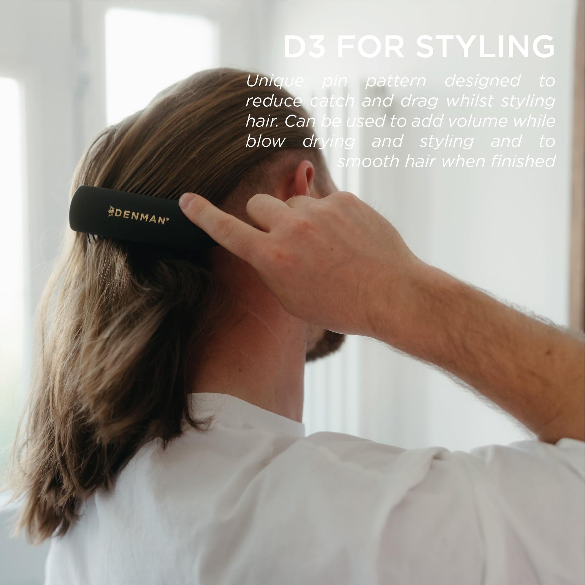 Dark Gray Jack Dean by Denman Curly Hair Brush D3 (All Black) 7 Row Styling Brush for Detangling, Separating, Shaping and Defining Curls - For Women and Men