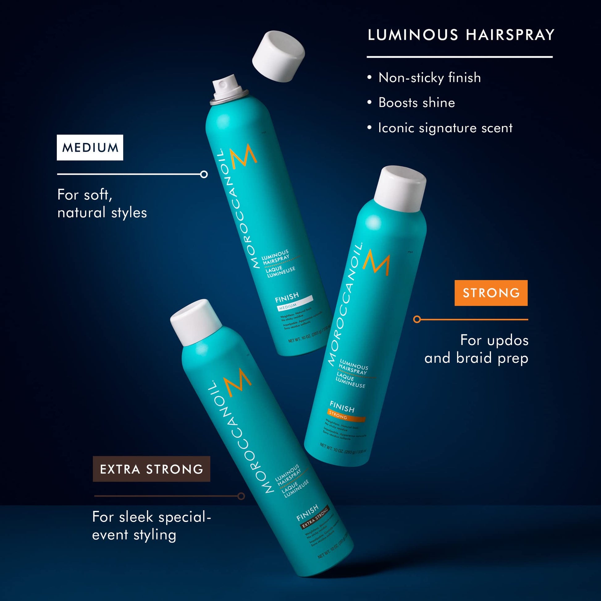 Black Moroccanoil Luminous Hairspray Medium, Travel Size, 2.3 Fl Oz