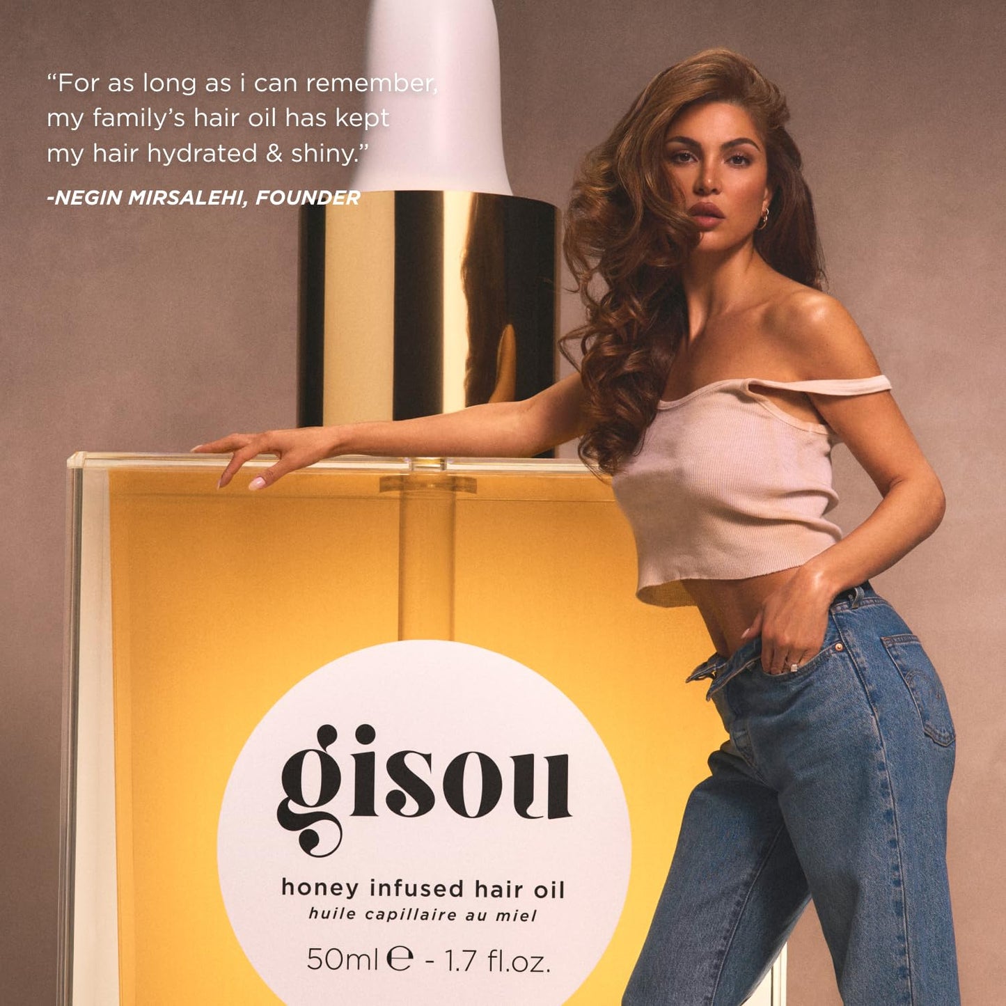 Dim Gray Gisou Honey Infused Hair Oil Mini - Hydrating & Frizz Control Treatment with Mirsalehi Honey, Adds Shine & Heat Protectant for All Hair Types, 0.7 Fl Oz