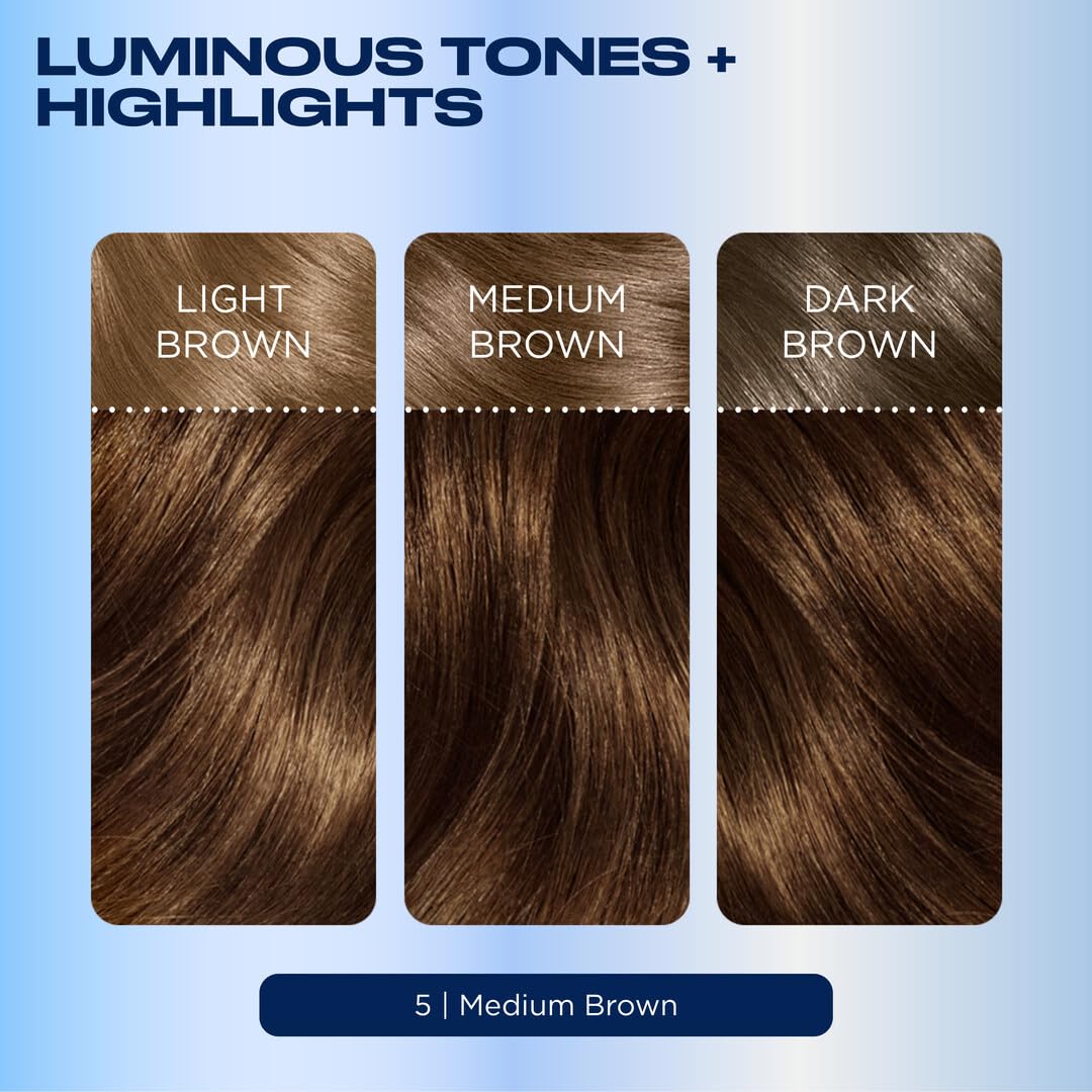Black Clairol Nice'n Easy Permanent Hair Dye, 5 Medium Brown Hair Color, Pack of 3 - Packaging May Vary