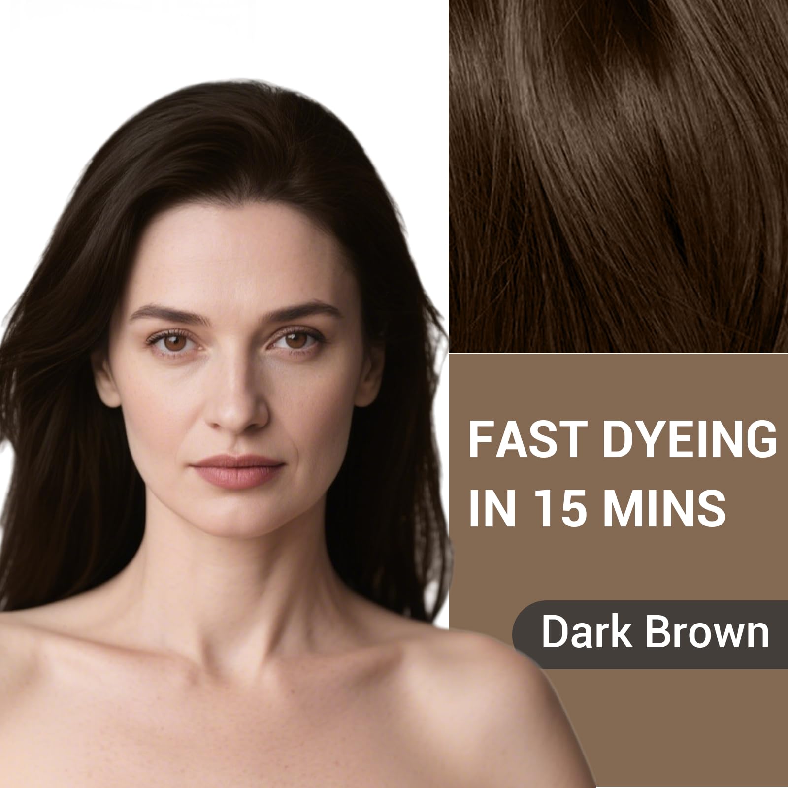 White Smoke Farndu Dark Brown Hair Dye Shampoo for Women Men, 3 in 1 Hair Color Shampoo Dye for Grey Hair Coverage Champu Para Canas Mujer