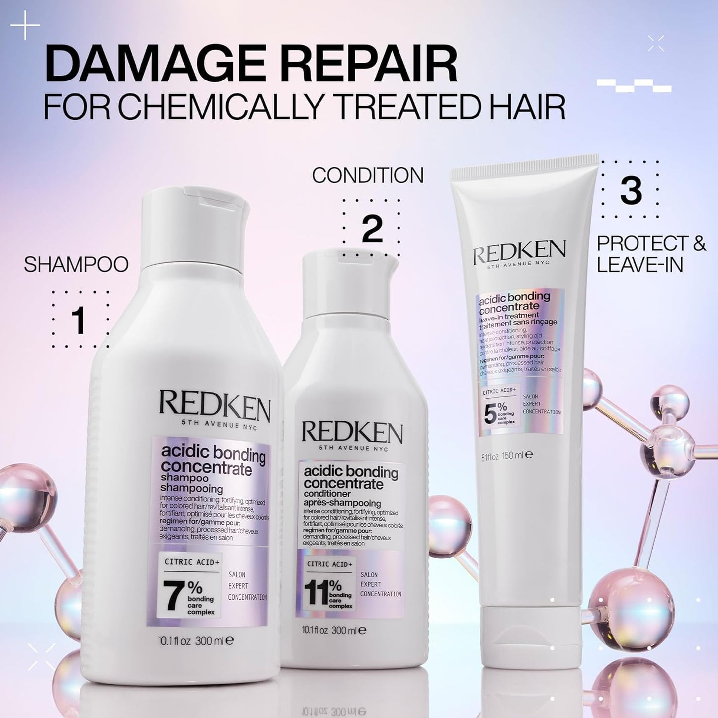 Light Gray Redken Bonding Shampoo for Damaged Hair Repair | Acidic Bonding Concentrate | For All Hair Types