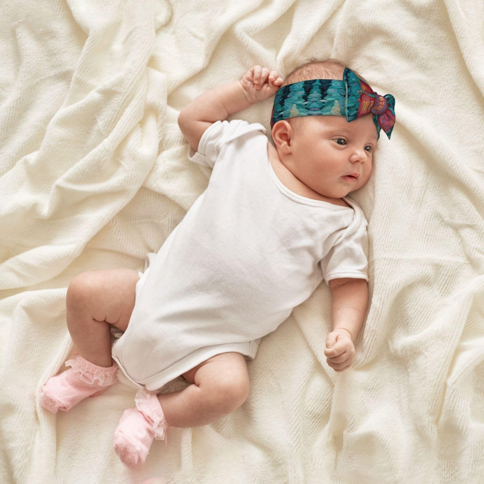 Light Gray JZMTY Enchanted Alcove Baby Bow Headband for Newborns Light and Comfort Keeps Warm and Protects the Fontanel