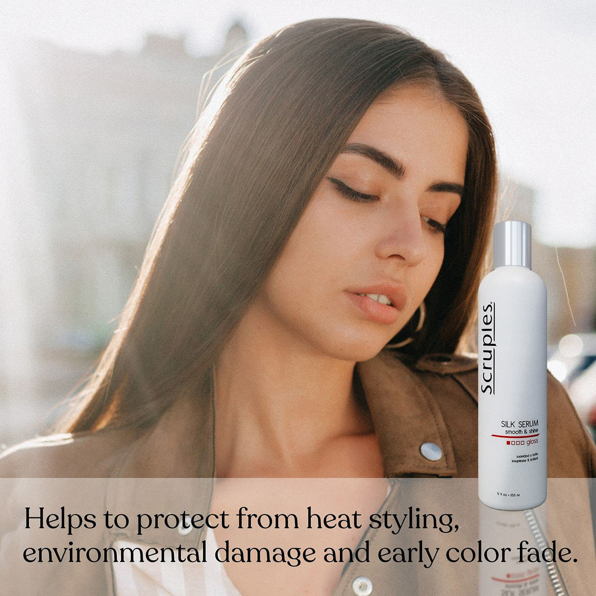 Gray Scruples Smooth & Shine Silk Serum - Lightweight Gloss - Long Lasting Silky Finish to Frizzy, Dry & Dull Hair - Damage and Thermal Protectant - For Men and Women - Any Hair Type