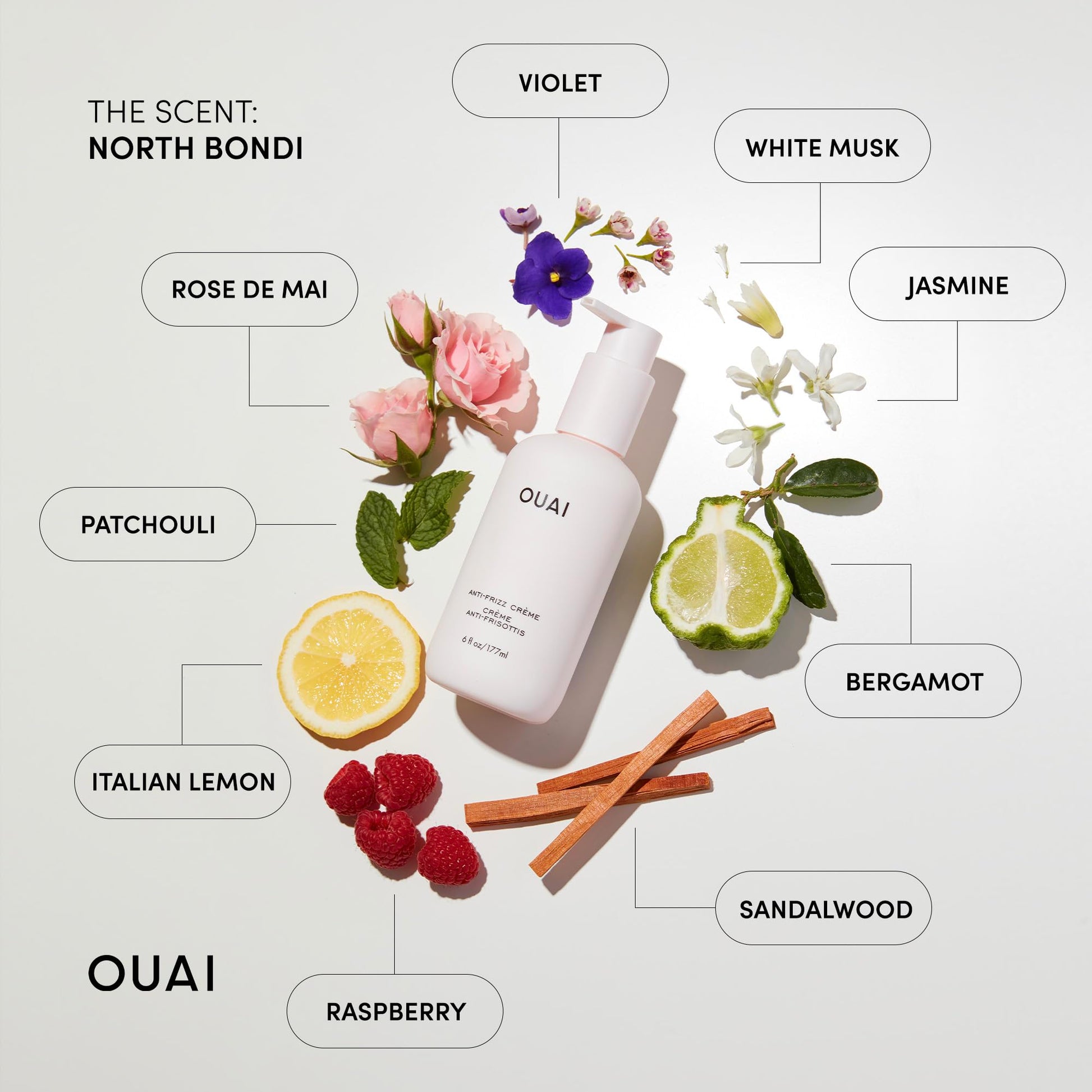 Lavender OUAI Anti Frizz Cream - Moisturizing Hair Cream with Frizz Control & Heat Protection - Provides Lasting Hydration with Jackfruit & Beetroot Extract - Paraben, Phthalate & Sulfate Free (6 oz)