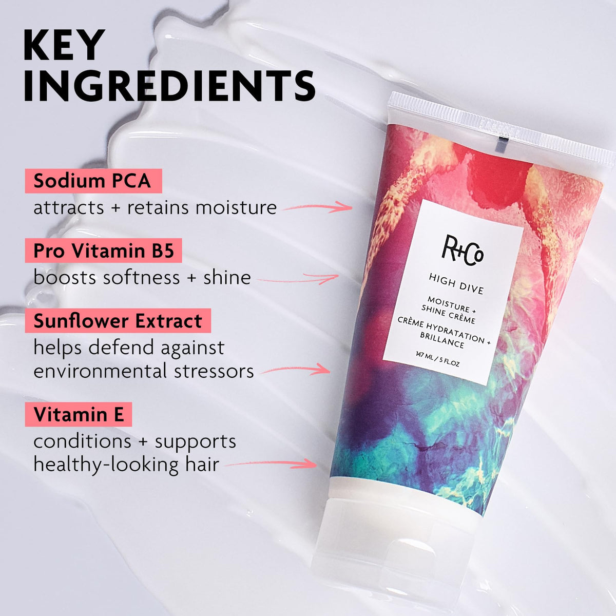 Light Gray R+Co HIGH DIVE Moisture + Shine Crème