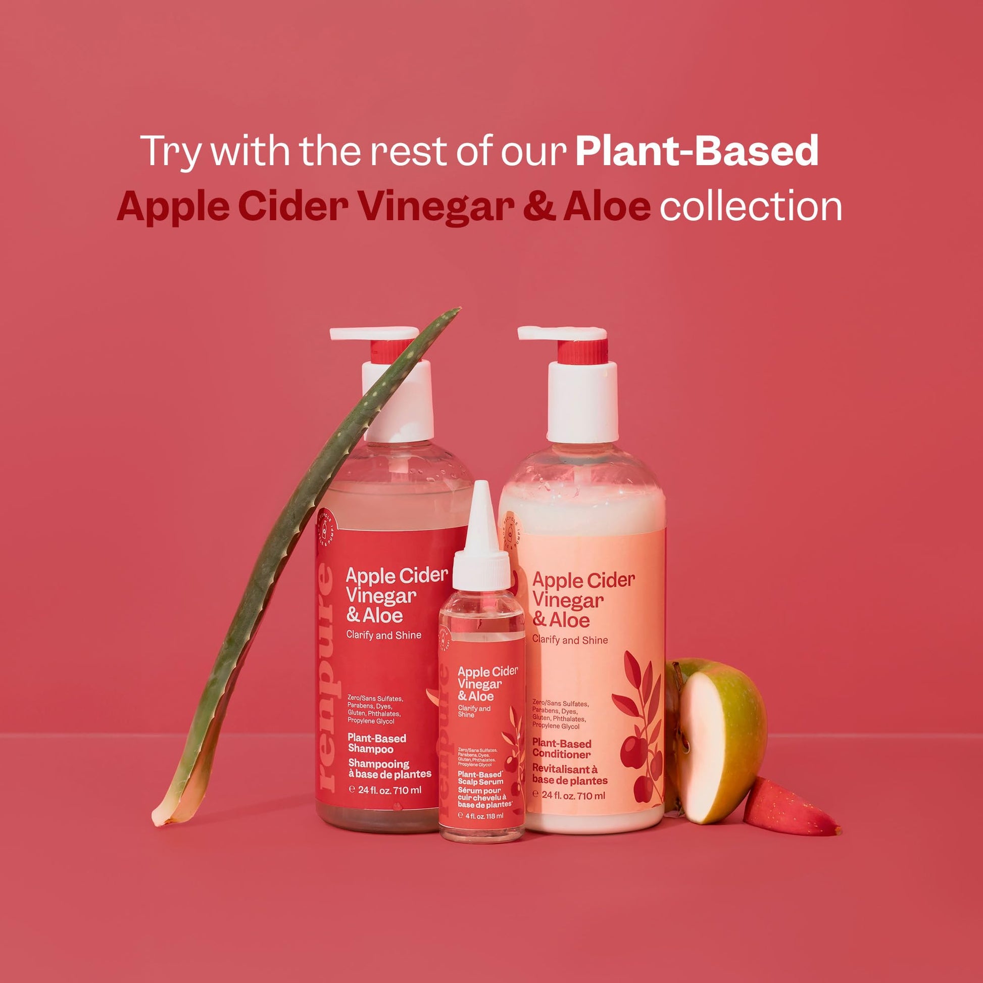 Maroon Renpure, Scalp Serum Apple Cider Vinegar Clarify Shine, 4 Fl Oz