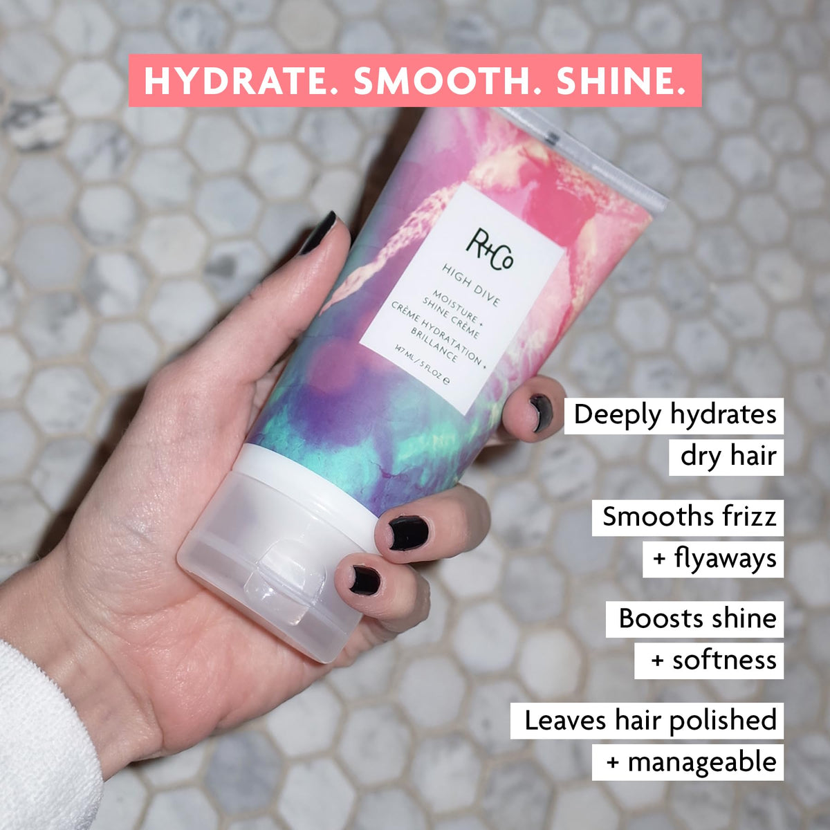 Dark Gray R+Co HIGH DIVE Moisture + Shine Crème
