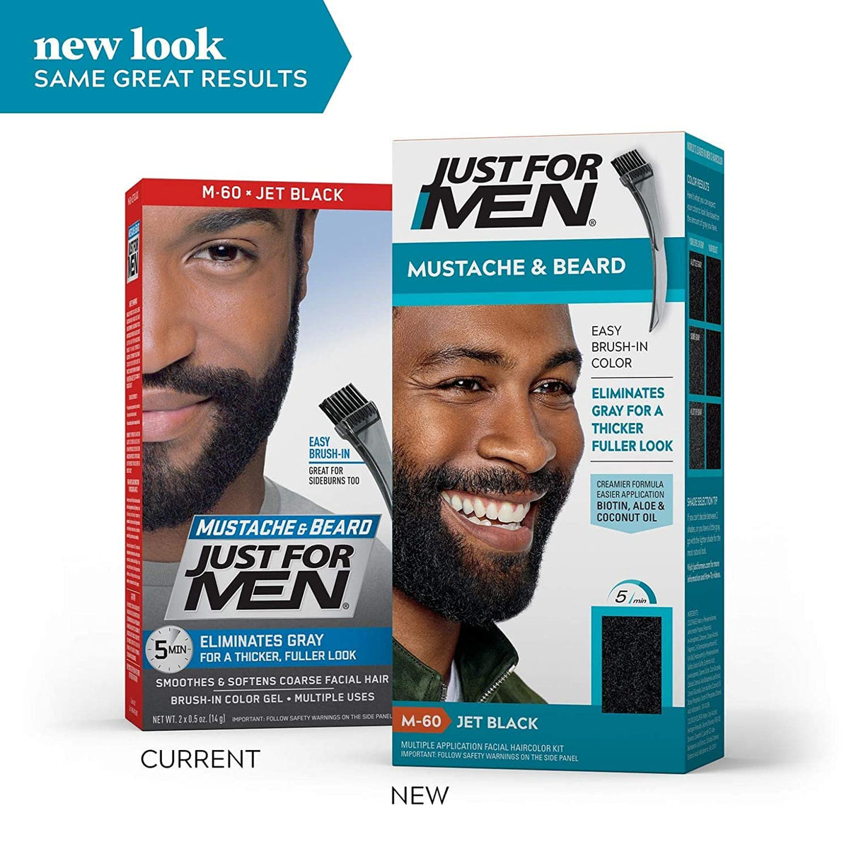 White Smoke Just For Men Color Gel Mustache, Beard & Sideburns 115 Jet Black 1 Each (Pack Of 4)