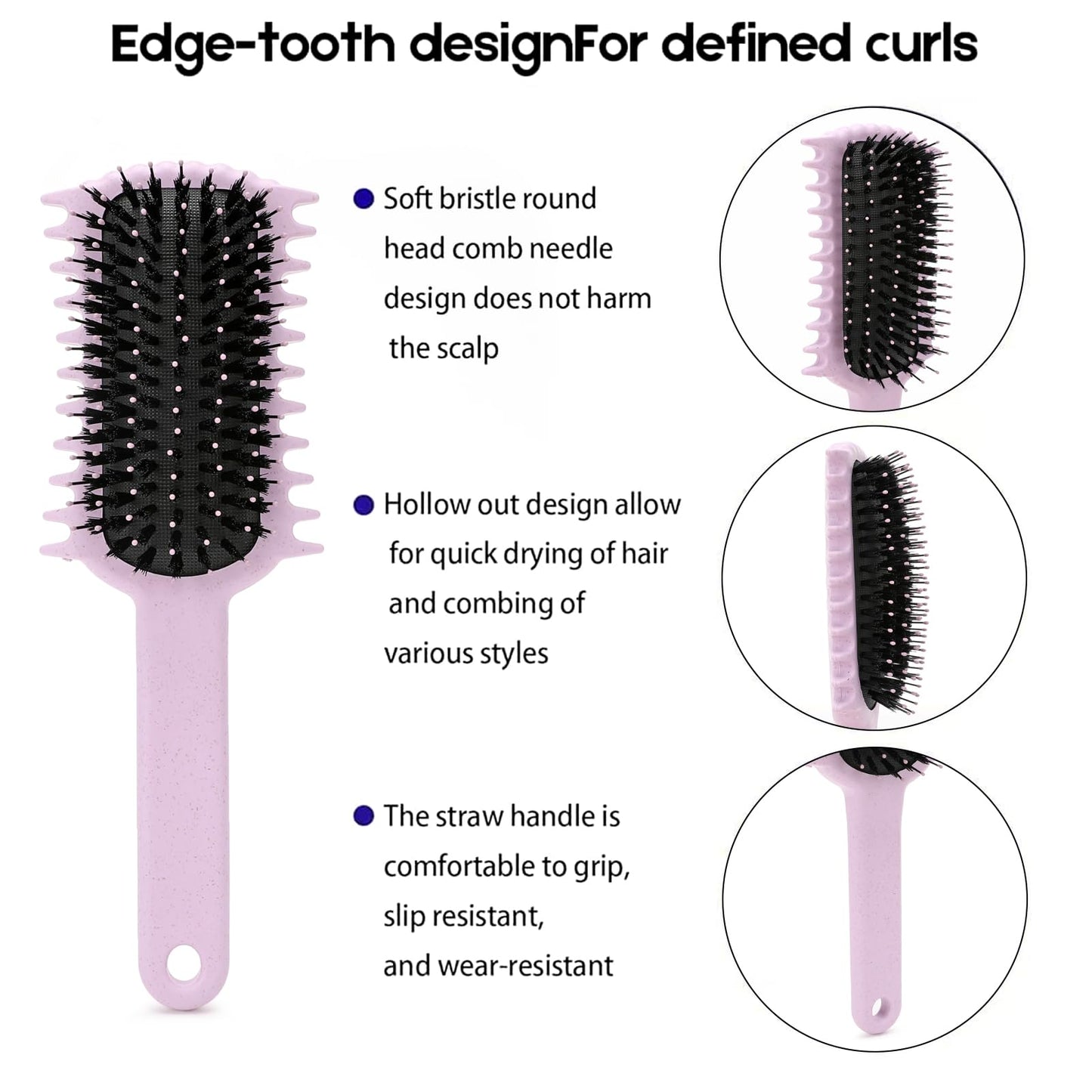 White Smoke Curly Hair Brush, Volume Curl Defining Brush for Detangling Shaping and Styling Women's Curls, Reduce Pulling (Green)