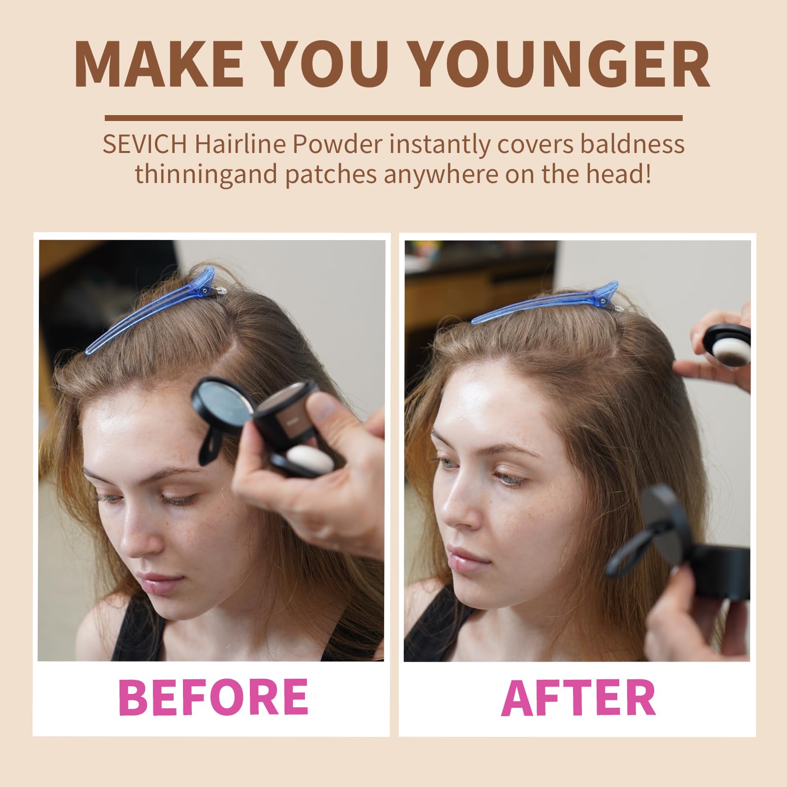White Smoke Sevich Hairline Powder,Instantly Conceals Hair Loss, Root Touch up Powder, Hair Shadow Toppers for Women & Men, Touch Up for Thinning Gray Hair, Windproof & Sweatproof,Black