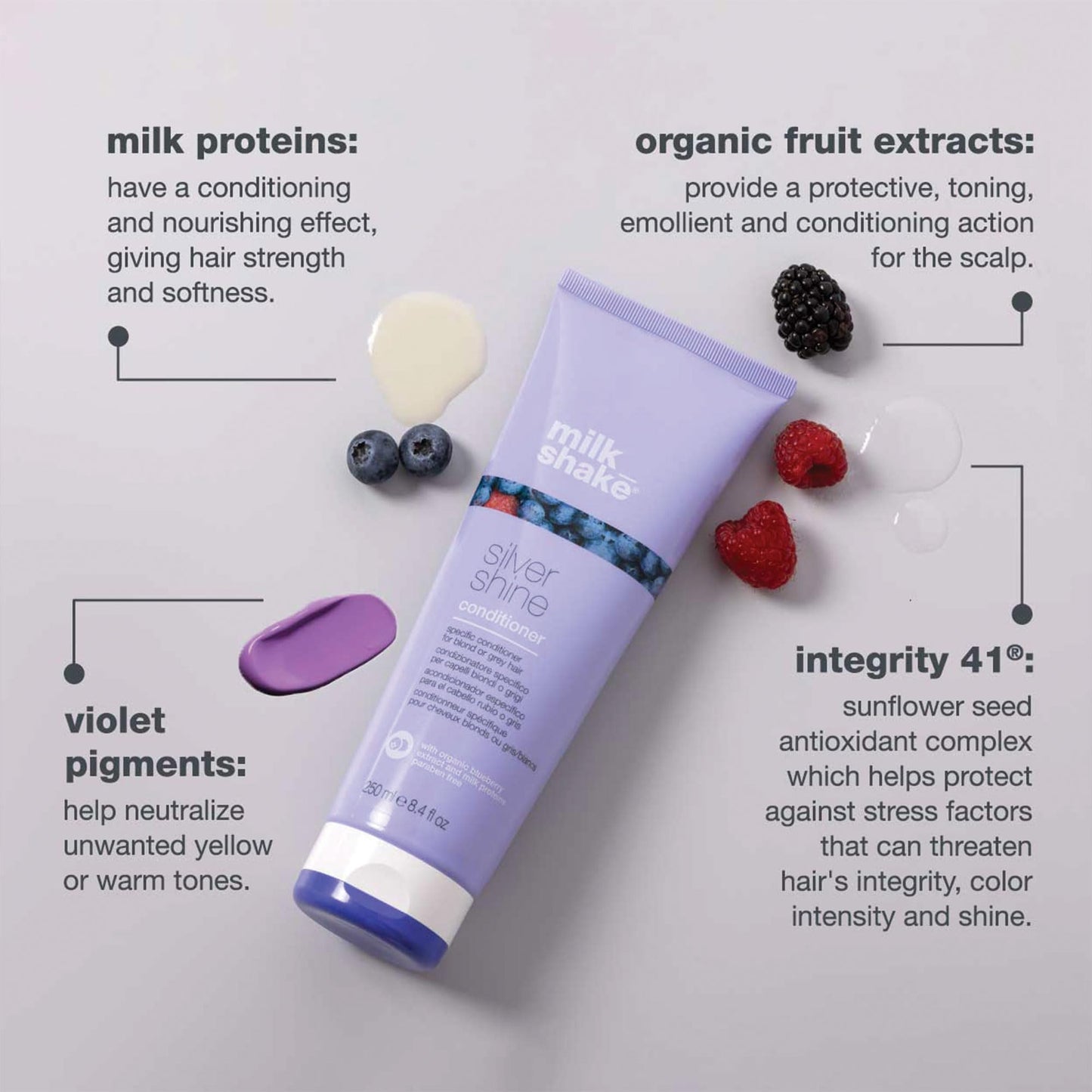 Light Gray milk_shake Silver Shine Purple Shampoo 10.1 Fl Oz + Silver Shine Purple Conditioner 8.4 Fl Oz - Blonde Shampoo and Conditioner for Brassy Hair