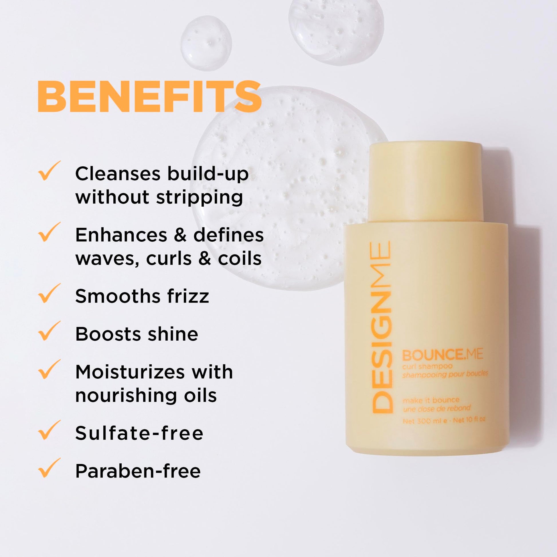 Lavender Design.Me BOUNCE.ME Shampoo | Curl-Defining, Anti-Frizz Formula for All Curl Types| Nourishing with Kukui Nut Seed and Buriti Oil | Boost Shine, Moisturizes Hair