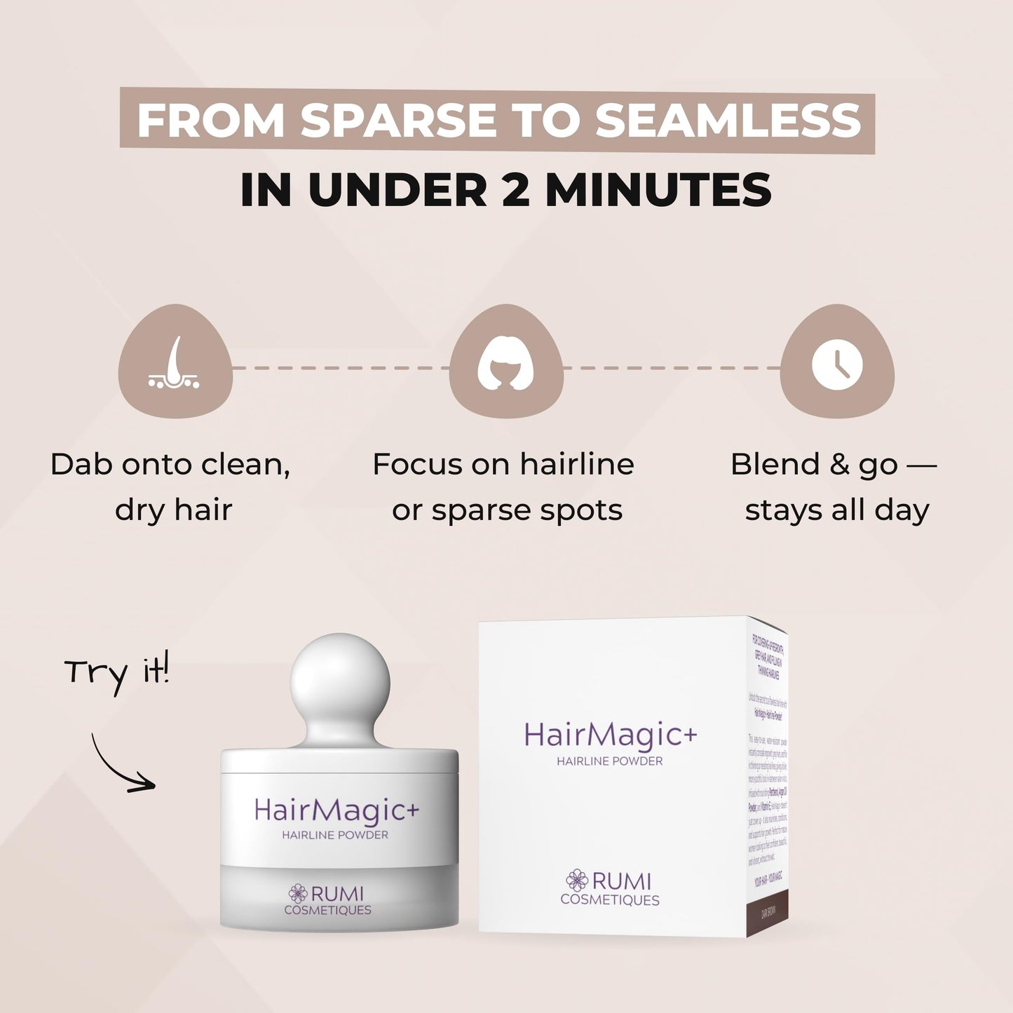 Antique White Rumi Cosmetiques HairMagic+ Root Touch Up Powder for Mature Women – Instant Gray Hair Coverage & Hairline Filler – Water-Resistant, Natural Finish, with Argan Oil & Vitamin E (Natural Blonde)