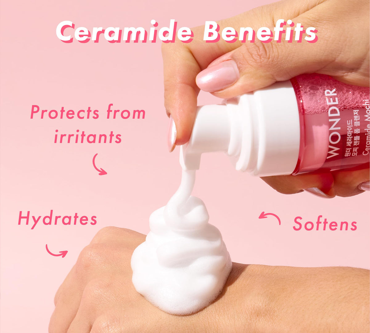 Pink TONYMOLY Wonder Ceramide Mochi Foam Cleanser - Ceramides, Cica