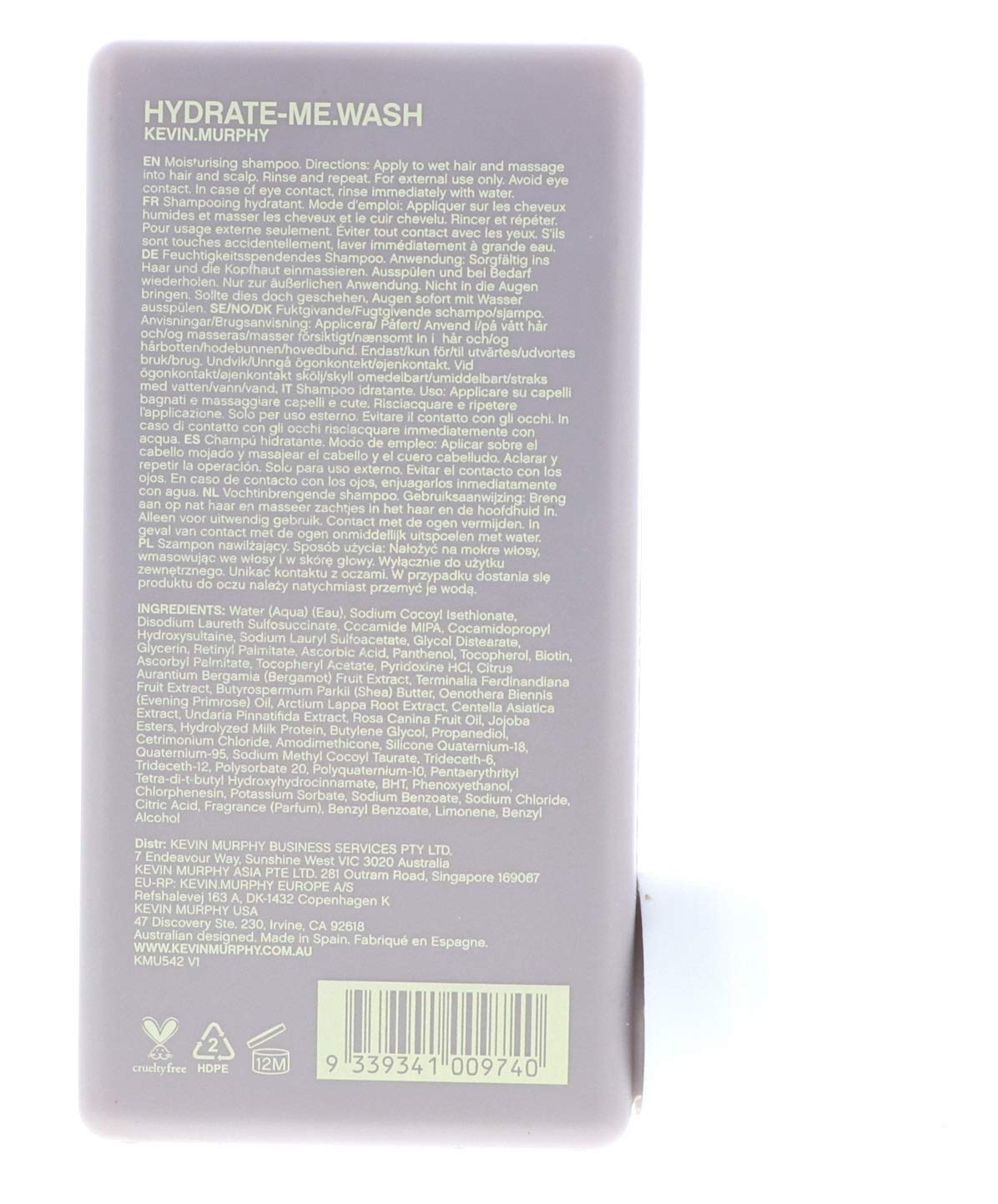 Gray Kevin Murphy Hydrate Me Wash Kakadu Plum Infused Moisture Delivery Shampoo