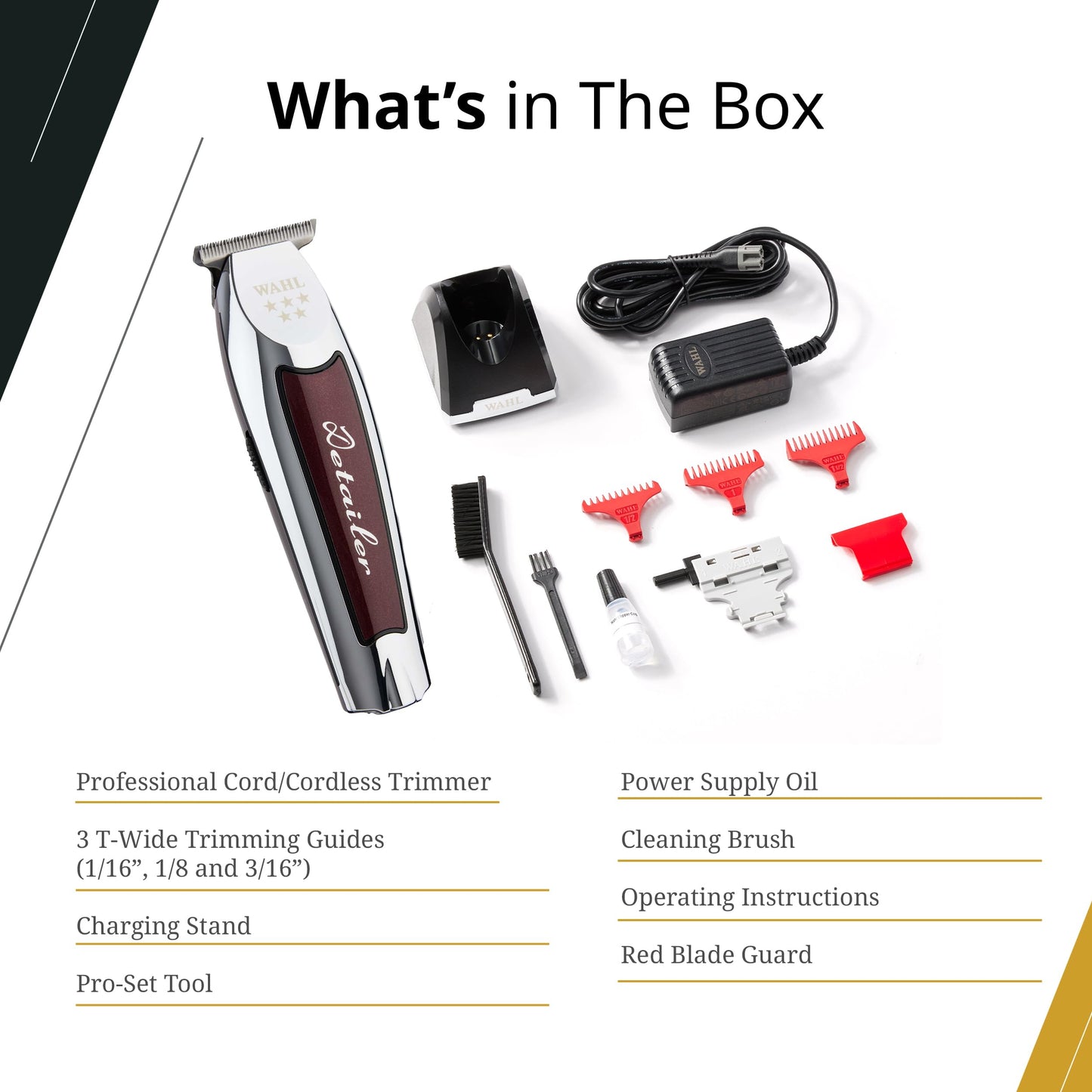 White Smoke Wahl Professional Cordless Detailer Li T Wide Blade Lithium Ion Battery 100 Min Runtime