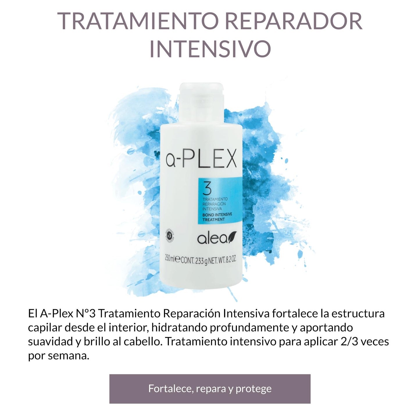 White Smoke ALEA - Damaged Hair Repair Treatment - A-Plex Nº3 Intensive Repair Treatment - 250 ml - Support hair Strength, Repair and Protect It - Deep Hydration for Hair - Manageability