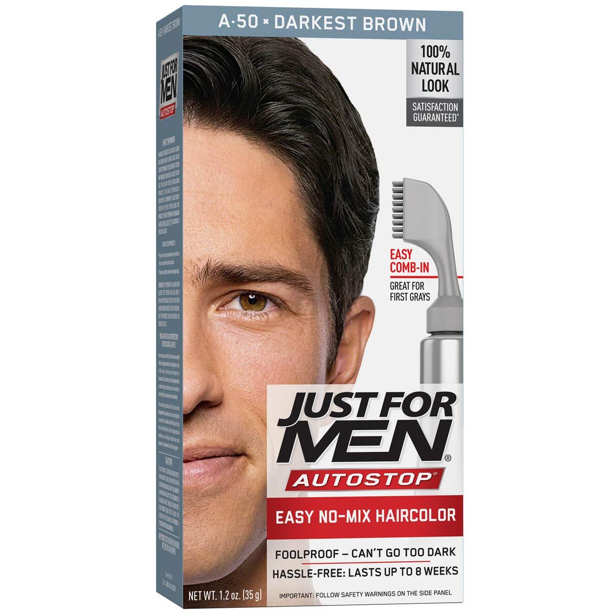 White Smoke Just For Men Auto Stop Hair Color - Darkest Brown A-50 Just For Men Hair Color Men 1 Application (Pack of 5)5