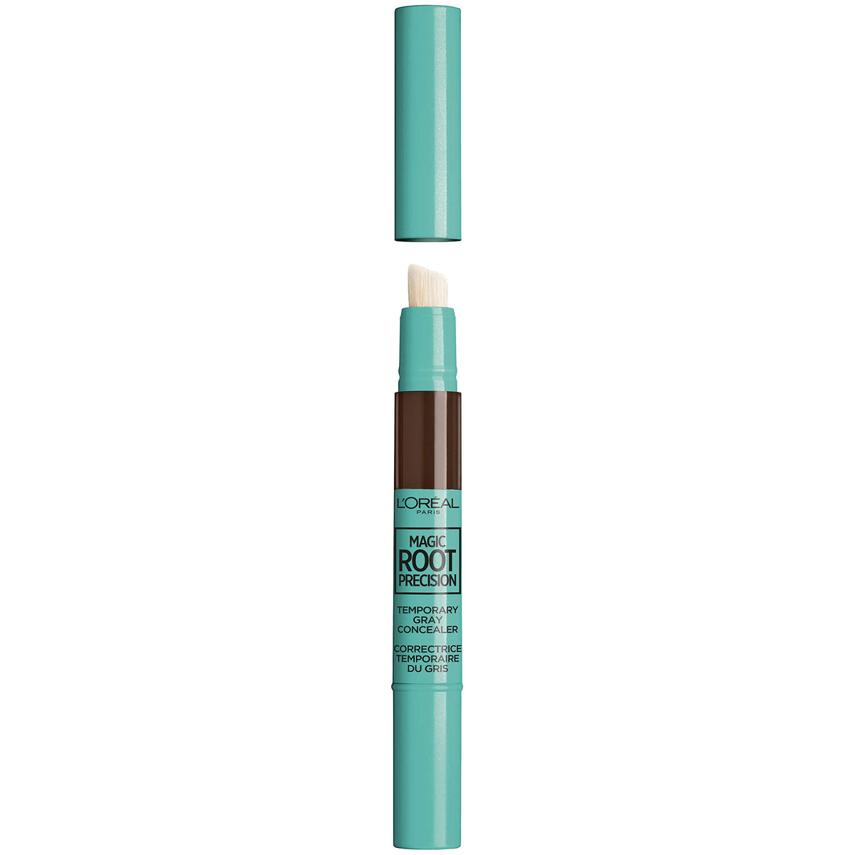 Medium Aquamarine L'Oreal Paris Magic Root Precision Pen, Temporary Gray Hair Cover Up Concealer Brush with Washable Formula, Hair Concealer for Scattered Grays, 5 Medium Brown, 0.05 fl oz