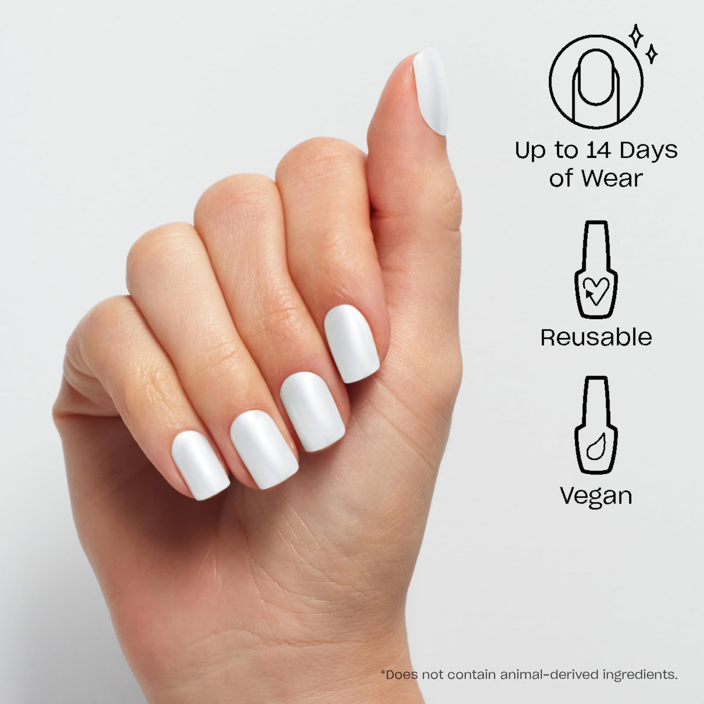 Lavender OPI On Point Kyoto Pearl | Short Squoval White Shimmer Satin Press On Nails | 30 Count with Nail Glue | Long Lasting, Reusable, Non-damaging