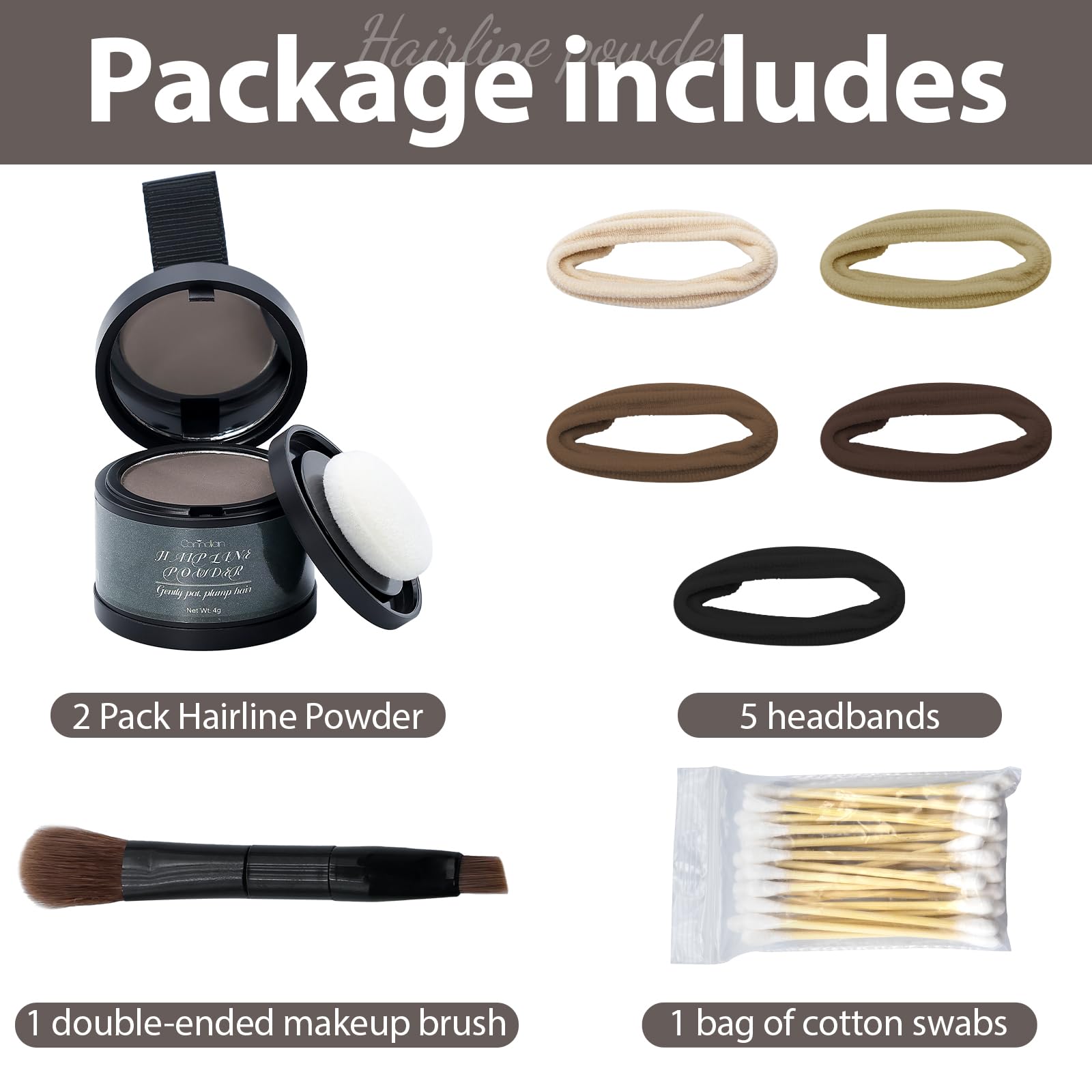 White Smoke 2 Pack Hairline Powder for Women and Men, Used to Root Touch Up Hair Color, Thinning and Gray Hair Coverage and Bald Spots Coverage, Dark Brown