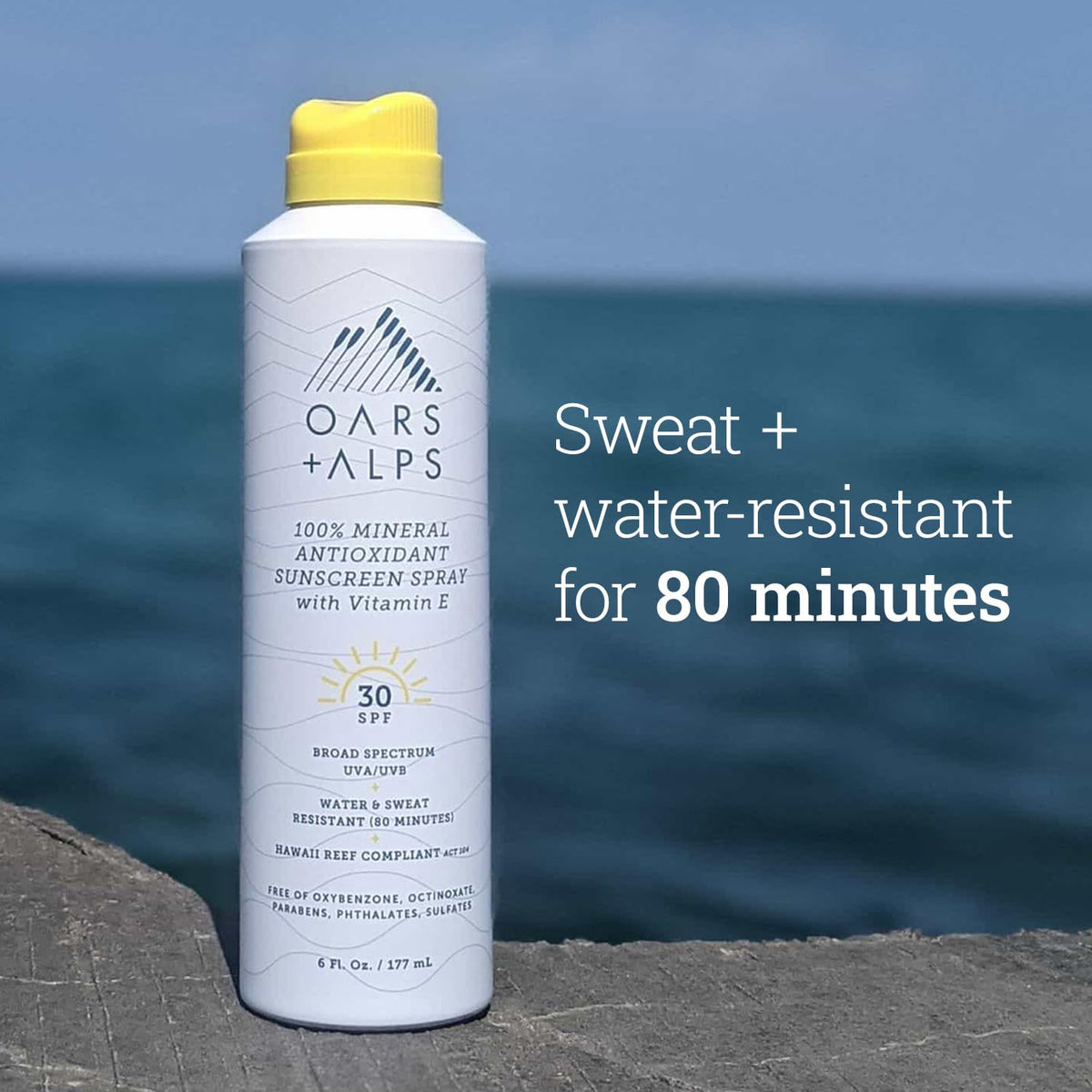 Light Slate Gray Oars + Alps SPF 30 Mineral Body Sunscreen Spray, Blends Well, 1pk, 6oz