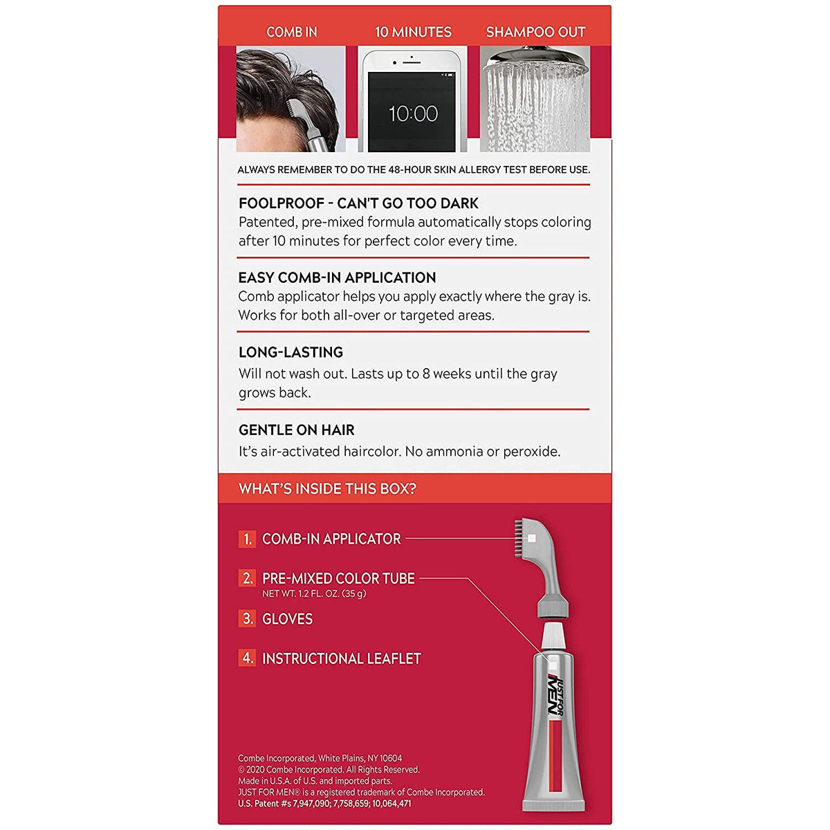 Light Gray Just for Men Light Medium Brown Easy No Mix Men's Hair Color Shade A-30 with Comb-In Applicator