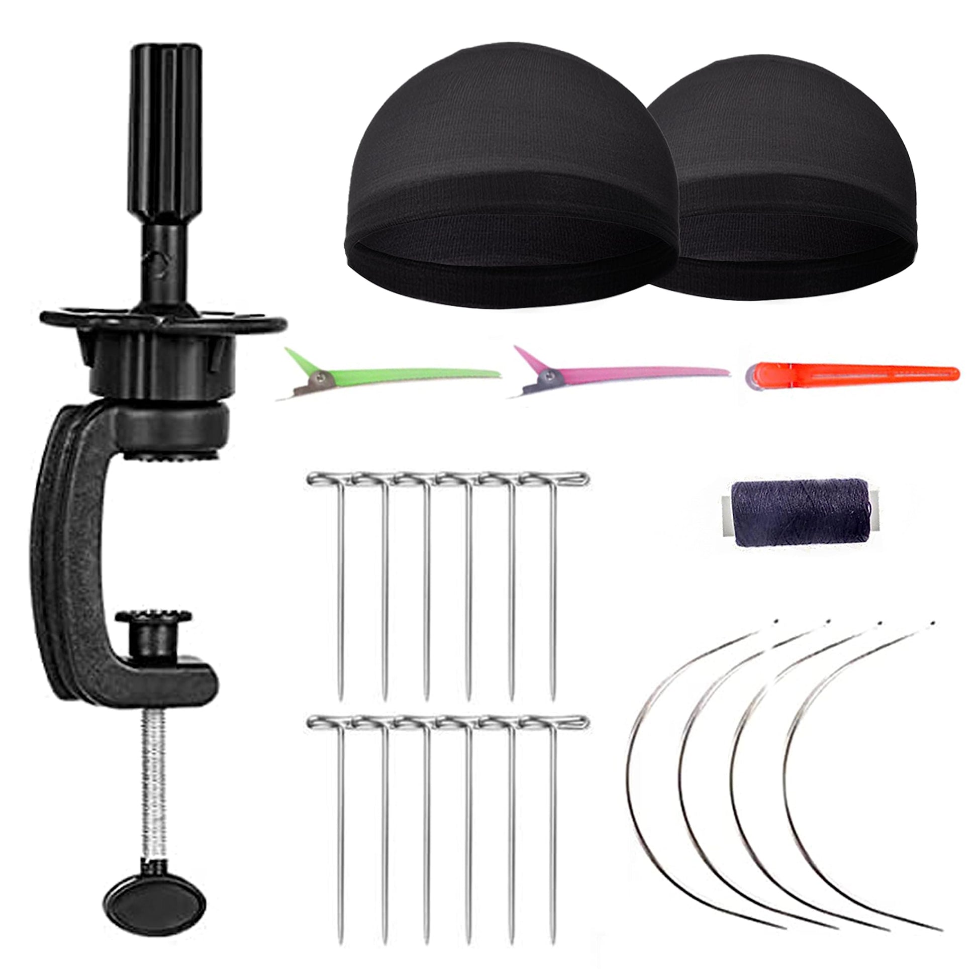 White Smoke GEXWORLDWIDE GEX 20"-24" Canvas Cork Wig Block Mannequin Head for Wig Making Drying Styling Display with Table C Clamp Stand Holder (Black 22")